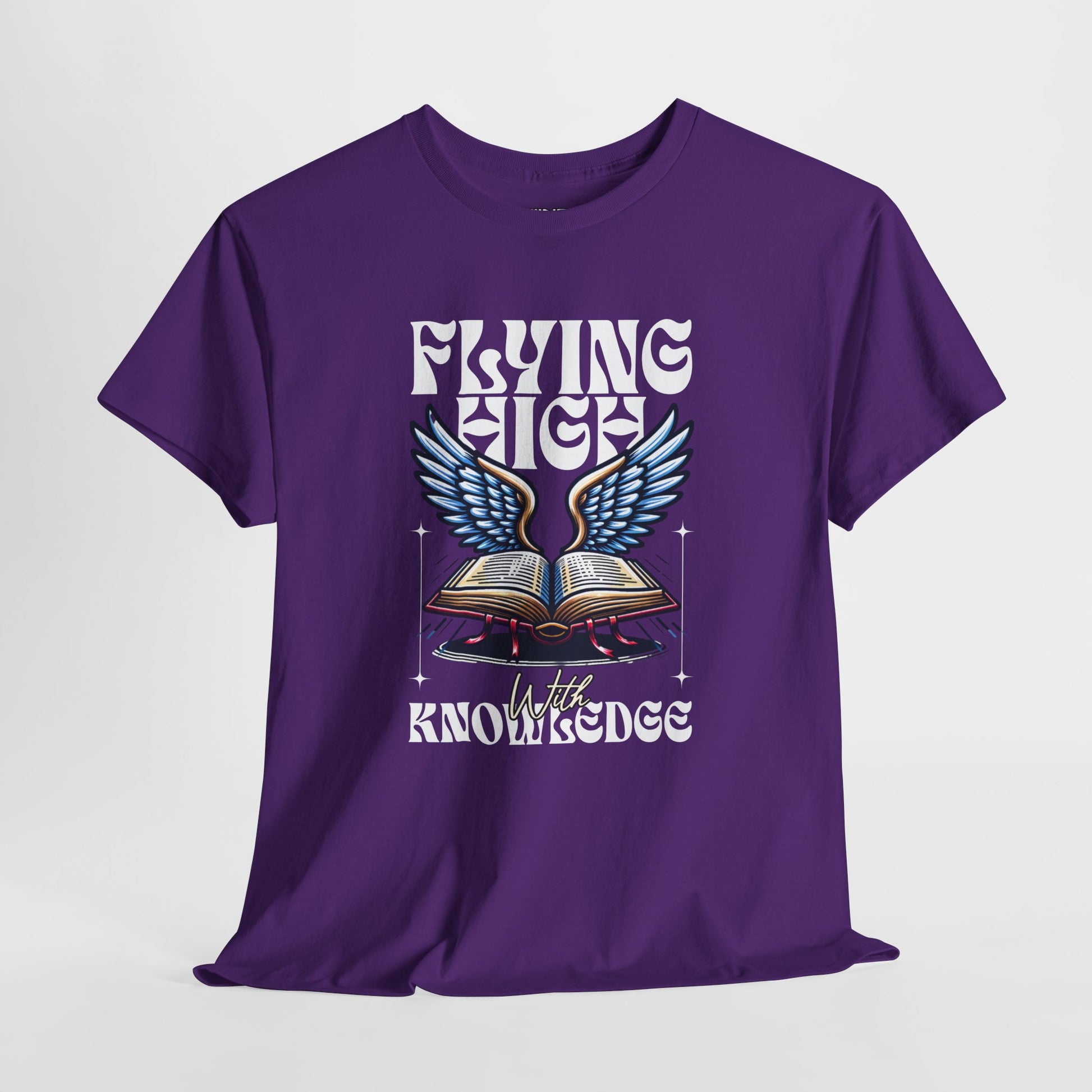 ""Flying High Knowledge T-Shirt — Vintage Winged Book Graphic Tee