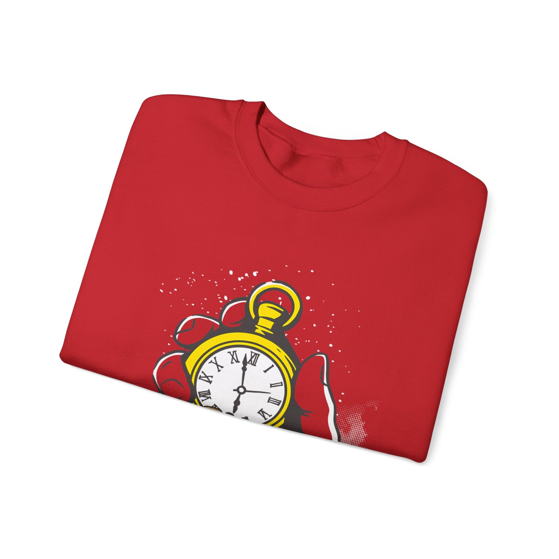 "Time Is Money" Graphic Pocket Watch & Coins Crewneck Sweatshirt -