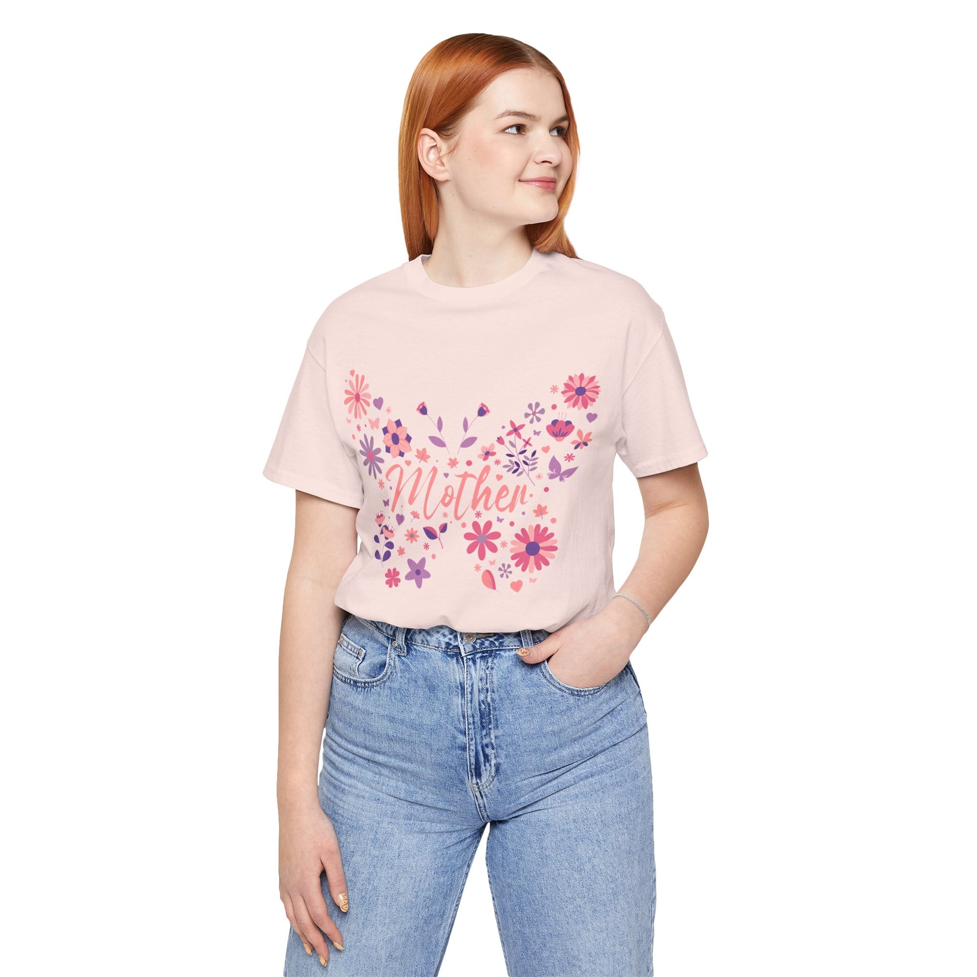 Butterfly Mother T-Shirt,Tee for Mom, Floral Gift, Birthday Present, Mother's Day Apparel, Cute Butterfly Design