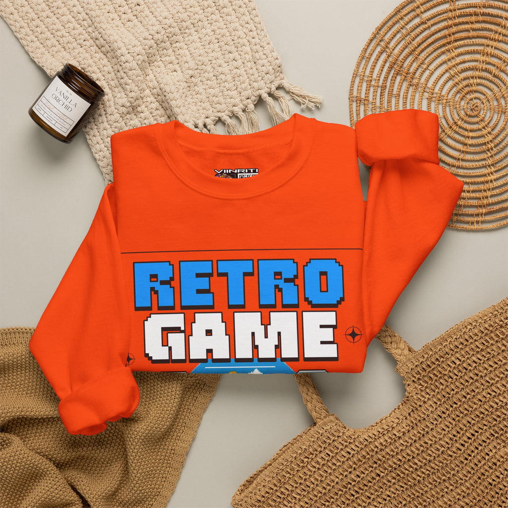 Retro Game Sweatshirt — Vintage 8-Bit Arcade Graphic Crewneck