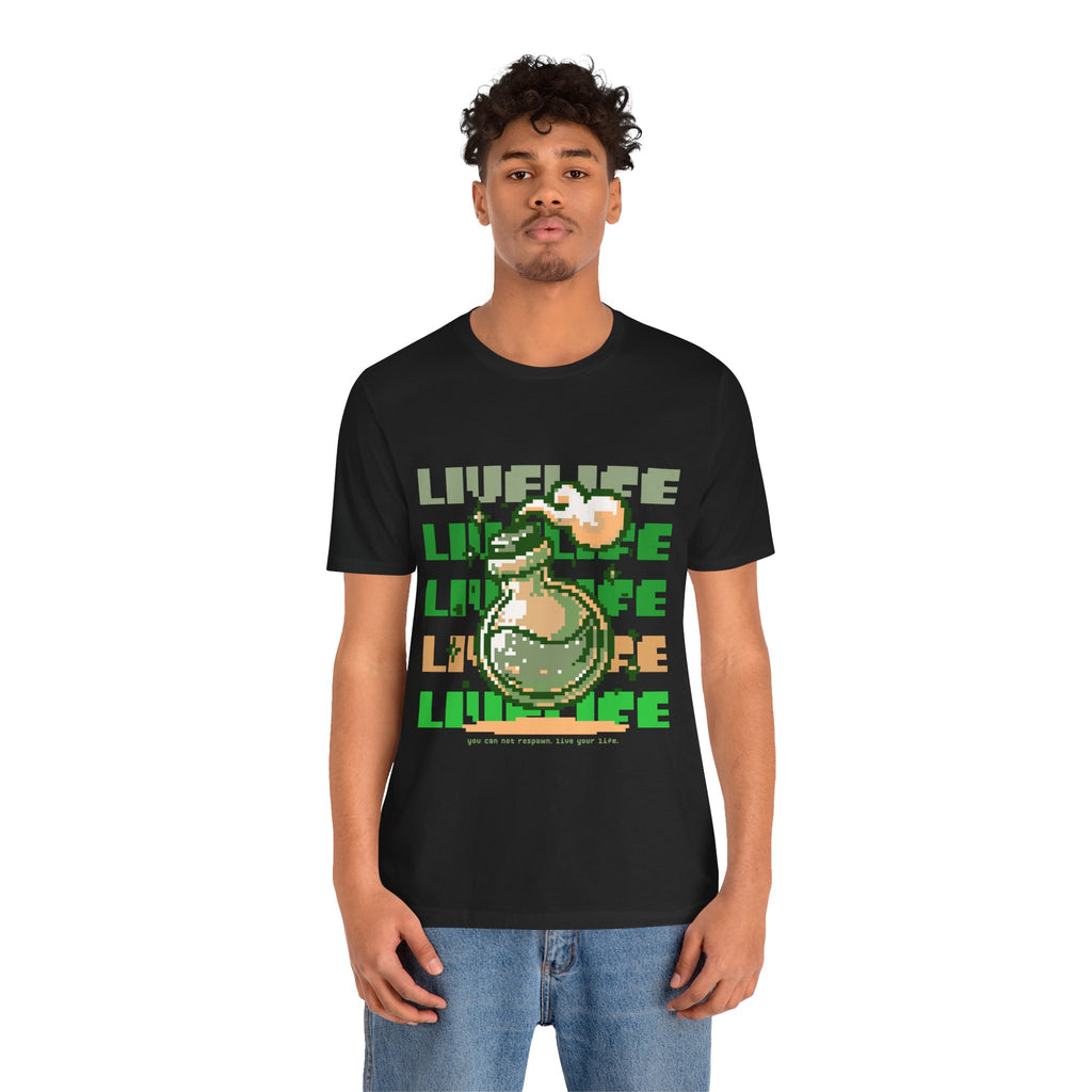 Live Life Pixel Frog Graphic Tee — Retro Gaming Nature T-Shirt