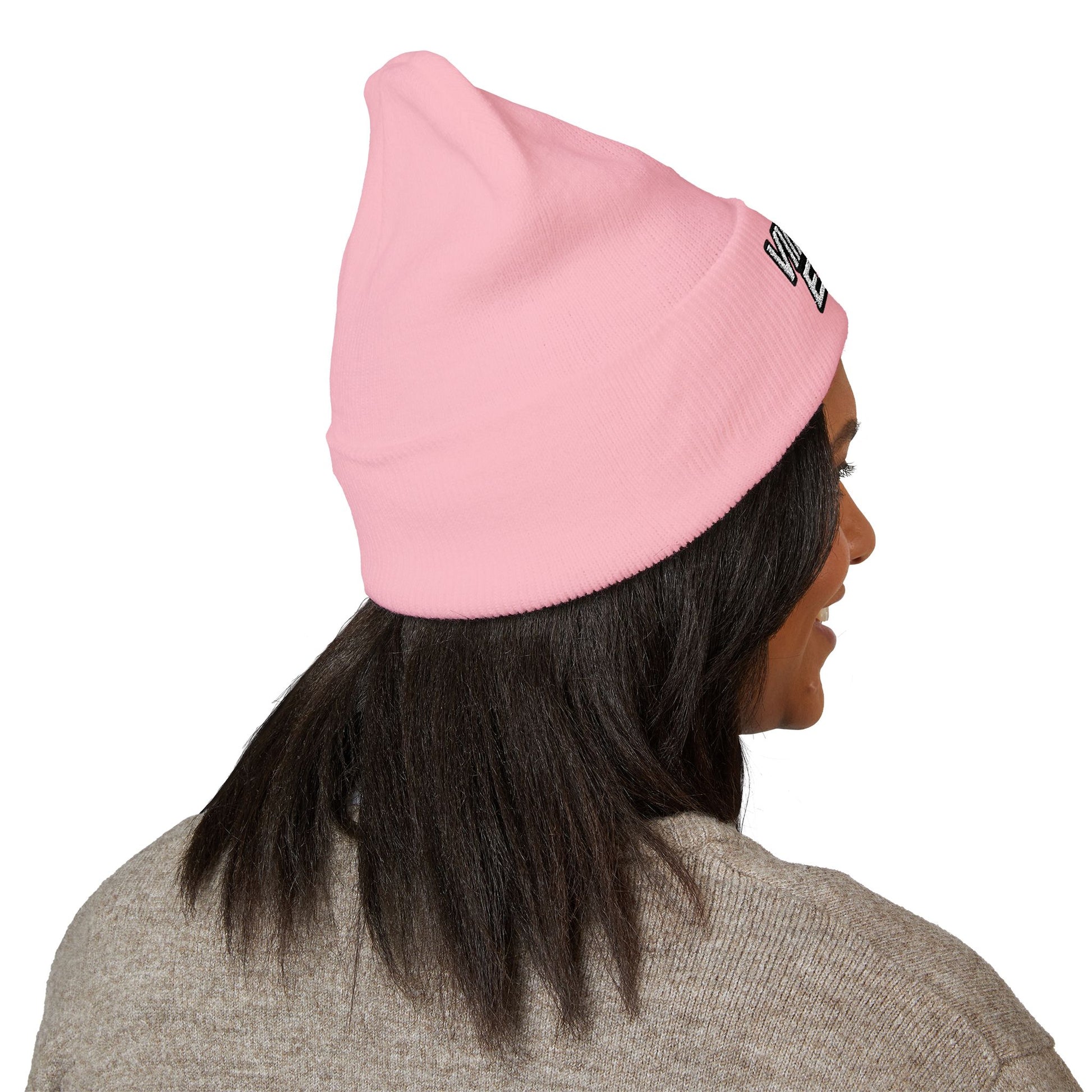 Embroidered 'Viinriti Est' Cuffed Beanie — Classic Knit Winter Hat