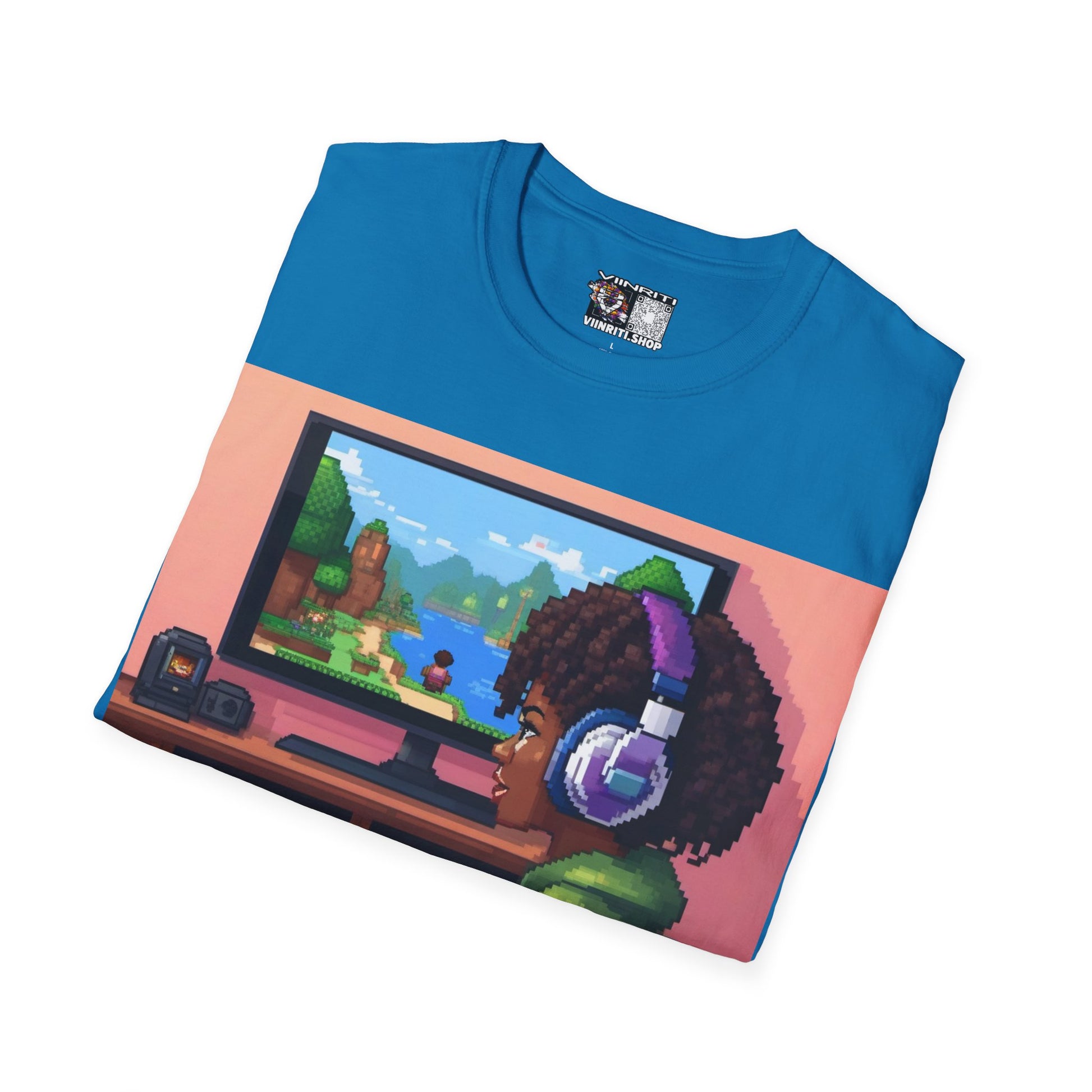 Girl Gamer T-Shirt — Retro Pixel Art ‘GIRL GAMER HERE!’ Tee for Female Gamers