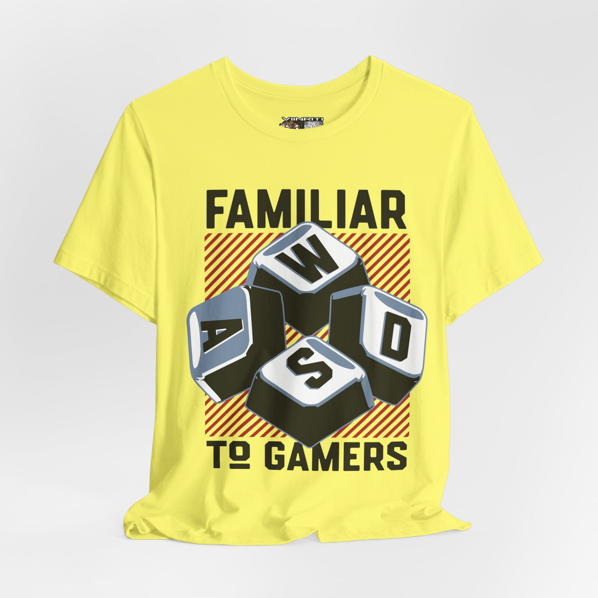 ""Gamer WASD Keys T‑Shirt — "Familiar to Gamers" Retro Keycap Tee