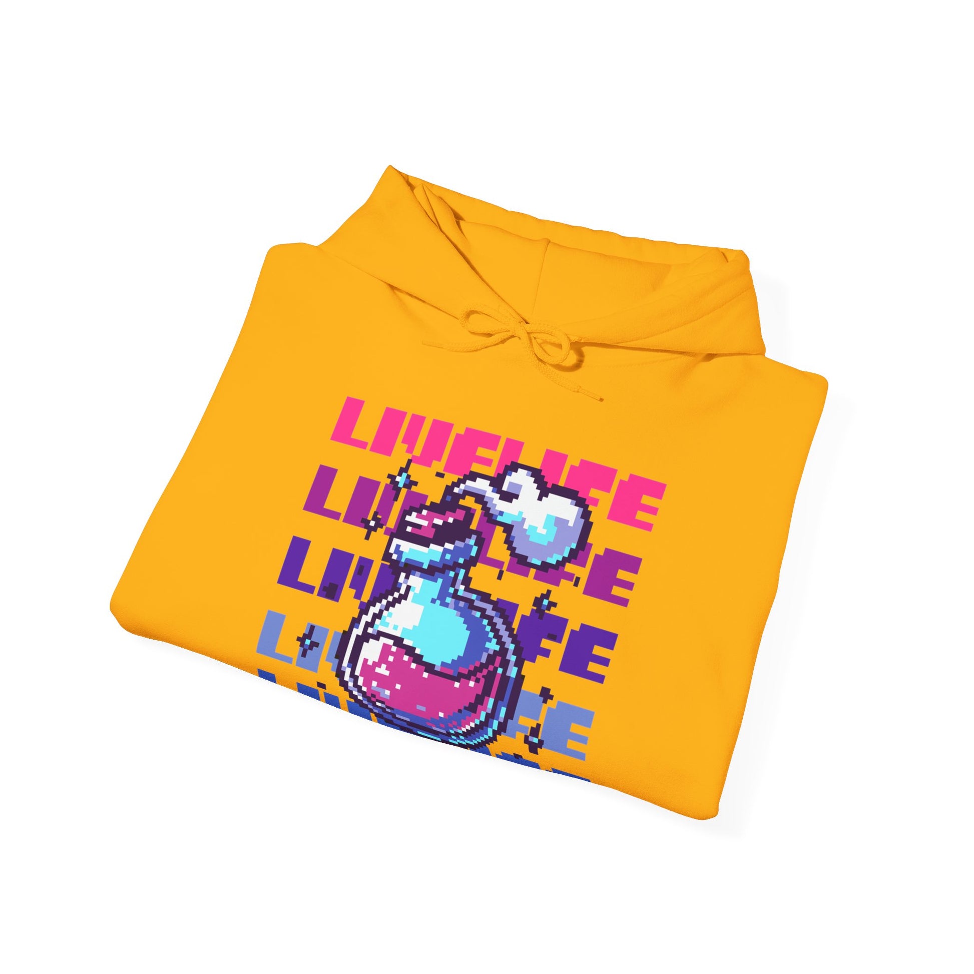 Live Life Dino Hoodie — Cute Retro Cartoon T-Rex Graphic Sweatshirt