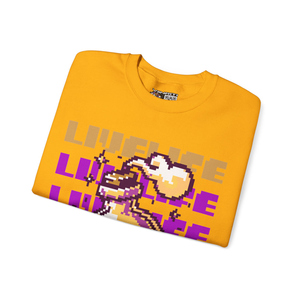 Crewneck Sweatshirt — Pixel Potion 'LIFE' Retro Gaming Graphic