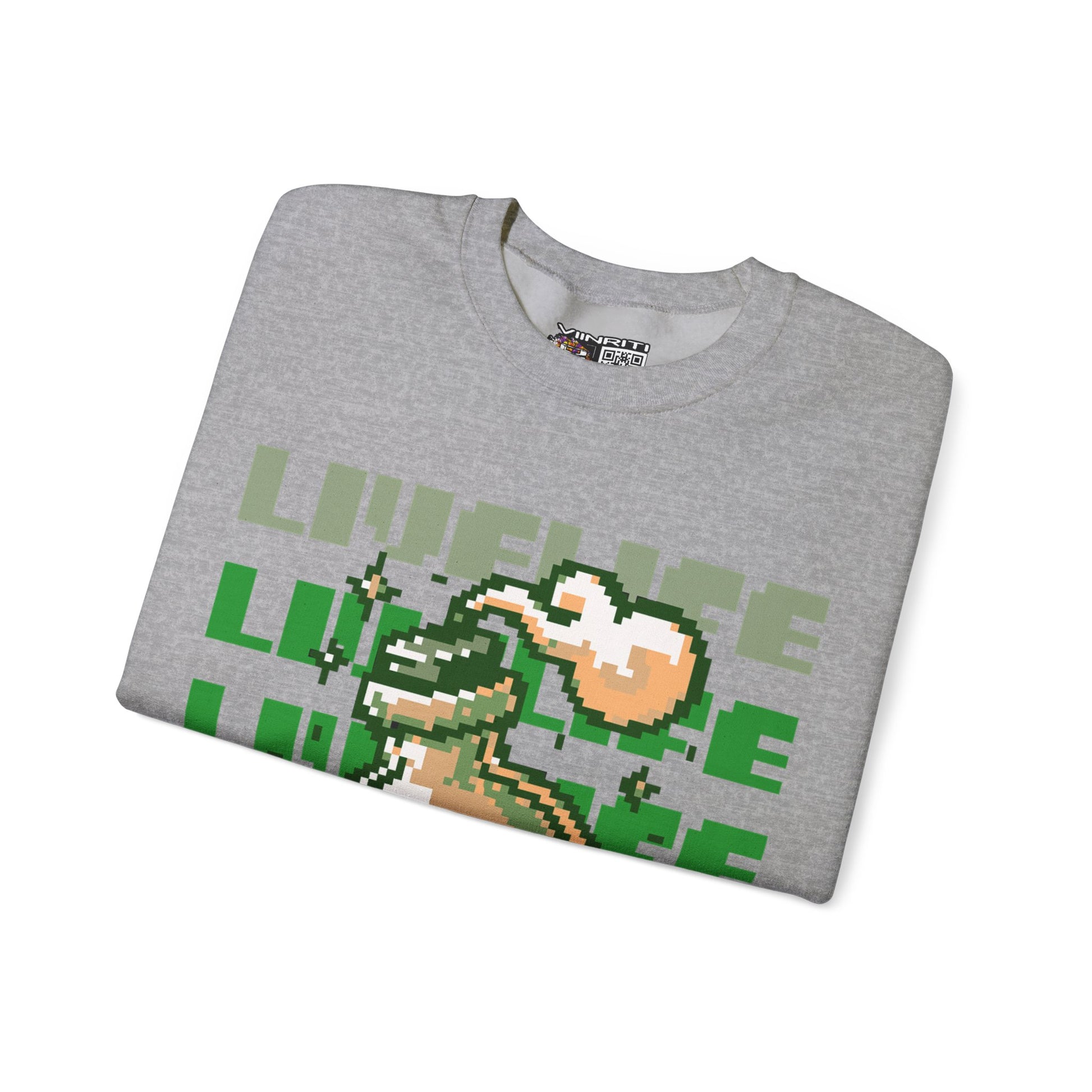 Crewneck Sweatshirt — Pixel Potion 'LIFE' Retro Gaming Graphic