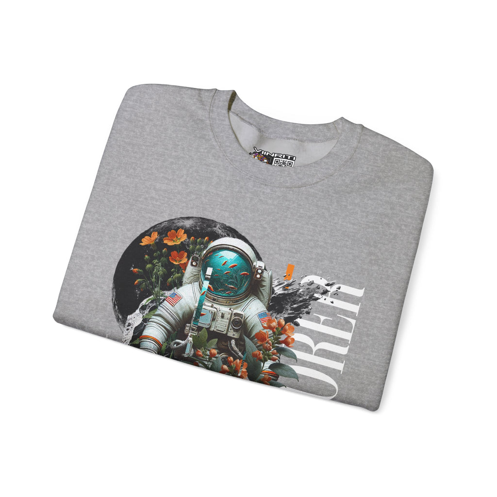 Astronaut Floral Crewneck Sweatshirt — Space Explorer Graphic Pullover