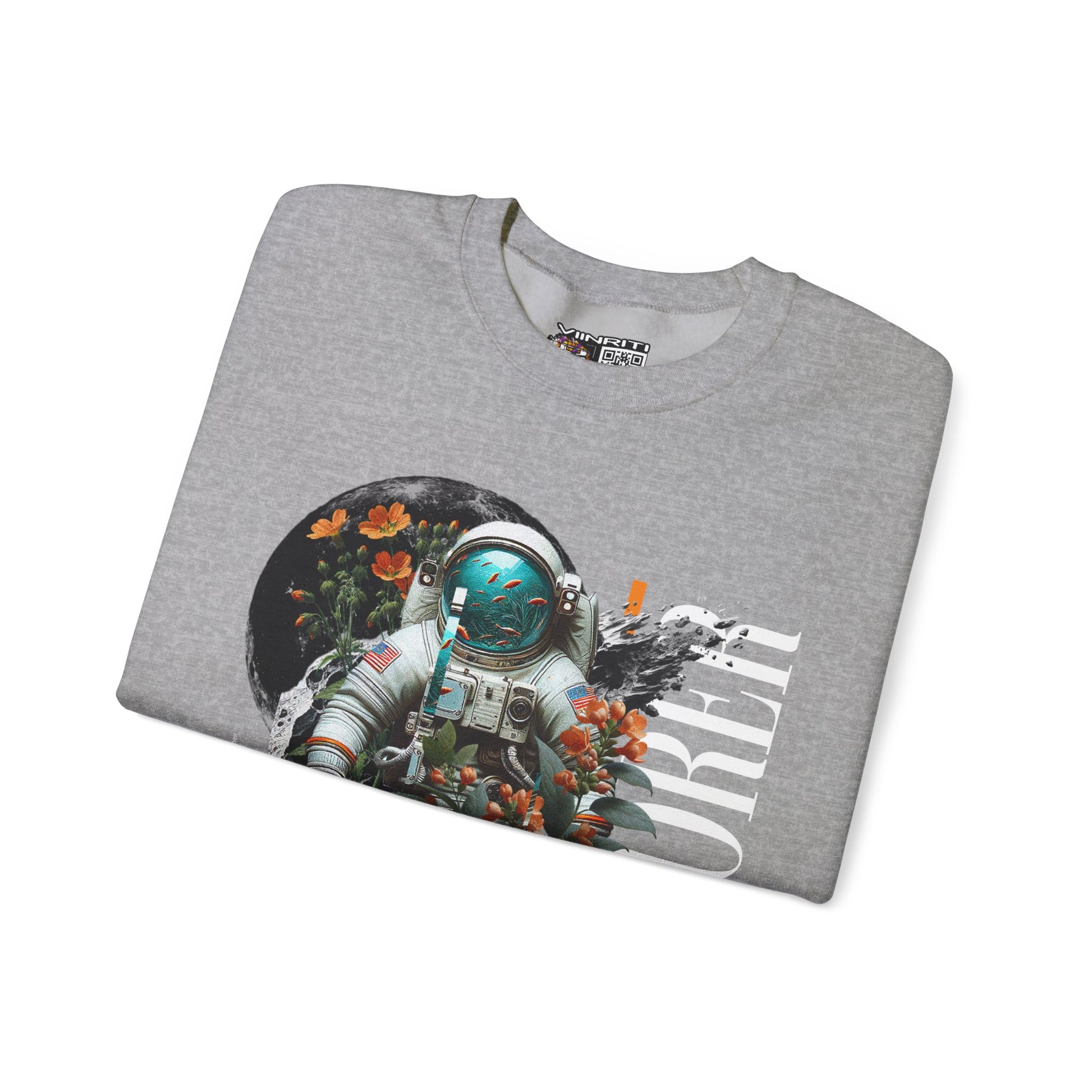 Astronaut Floral Crewneck Sweatshirt — Space Explorer Graphic Pullover