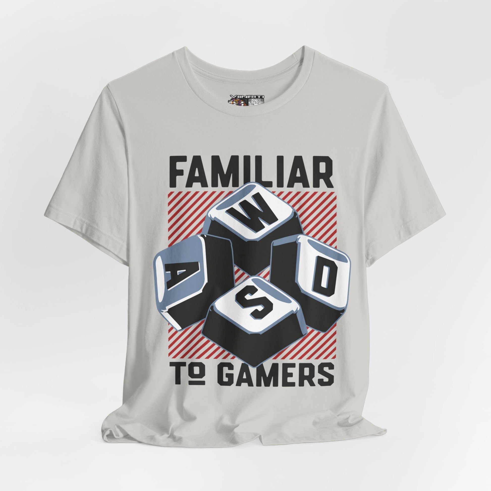 ""Gamer WASD Keys T‑Shirt — "Familiar to Gamers" Retro Keycap Tee