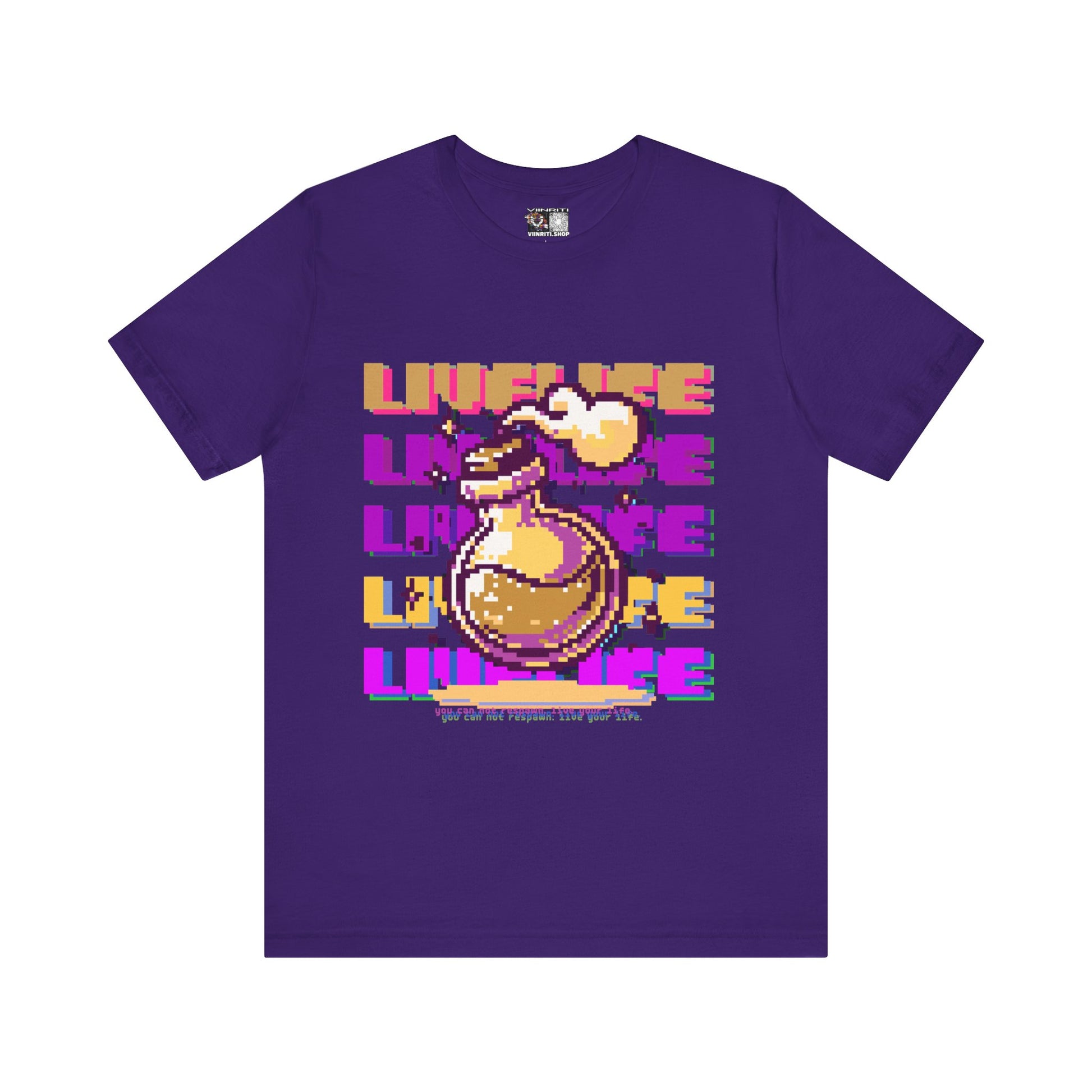 Live Life Pixel Frog Graphic Tee — Retro Gaming Nature T-Shirt