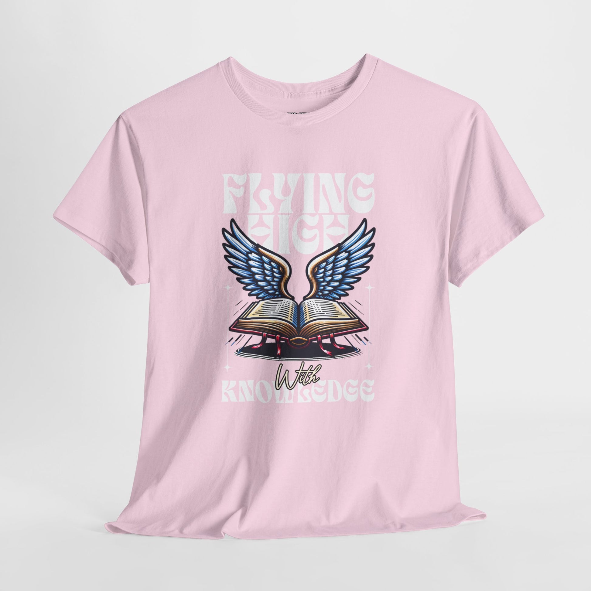 ""Flying High Knowledge T-Shirt — Vintage Winged Book Graphic Tee