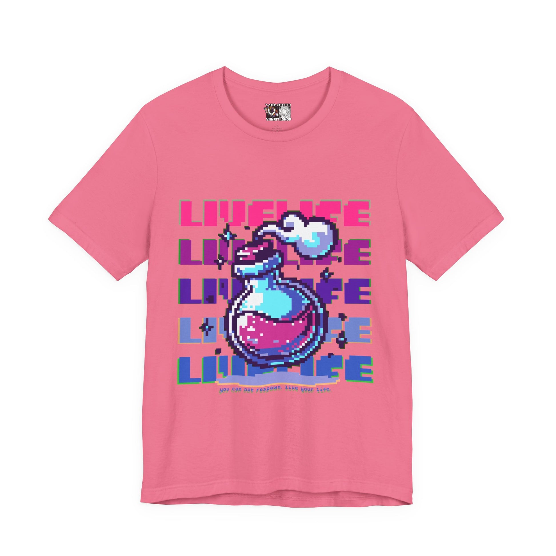 Live Life Pixel Frog Graphic Tee — Retro Gaming Nature T-Shirt