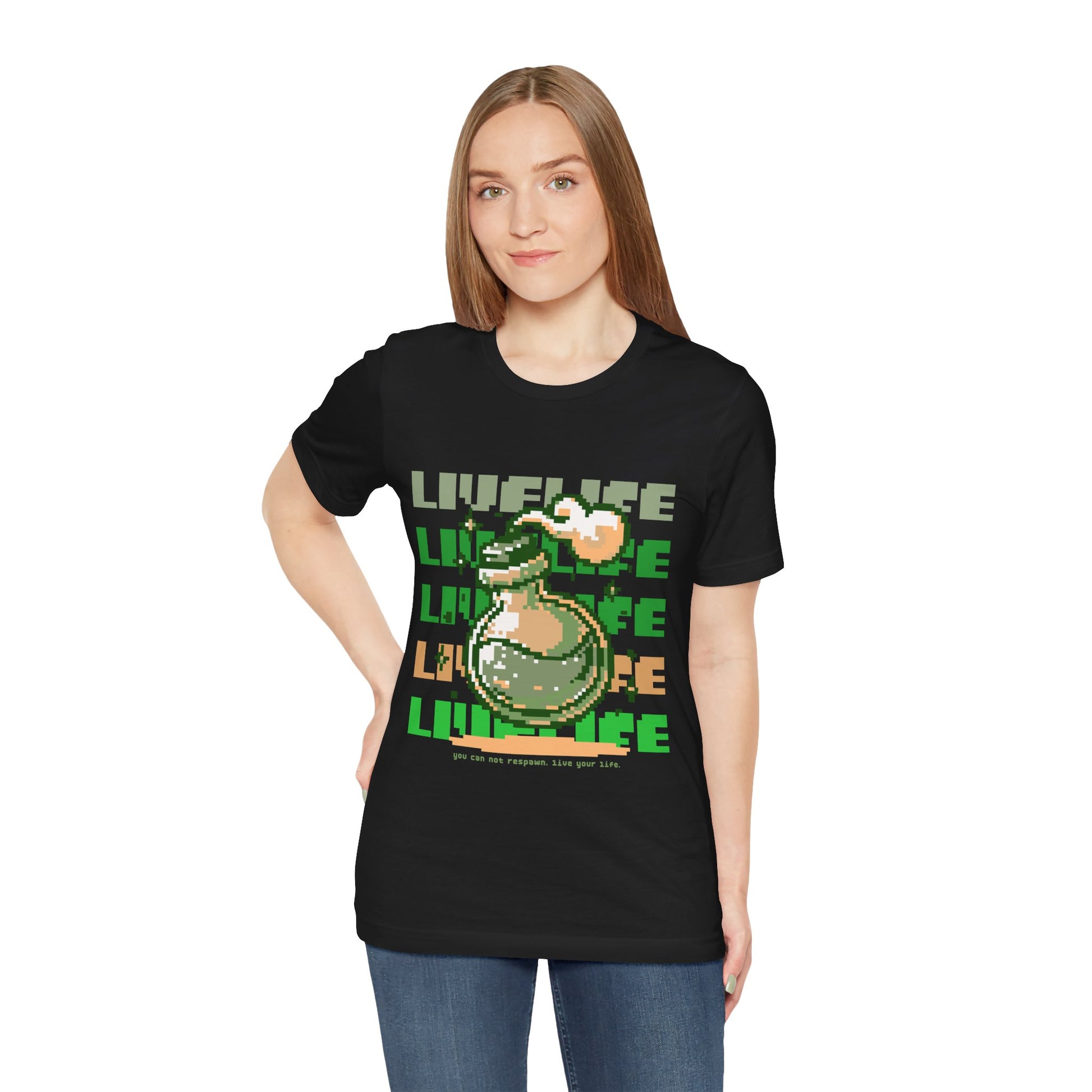 Live Life Pixel Frog Graphic Tee — Retro Gaming Nature T-Shirt