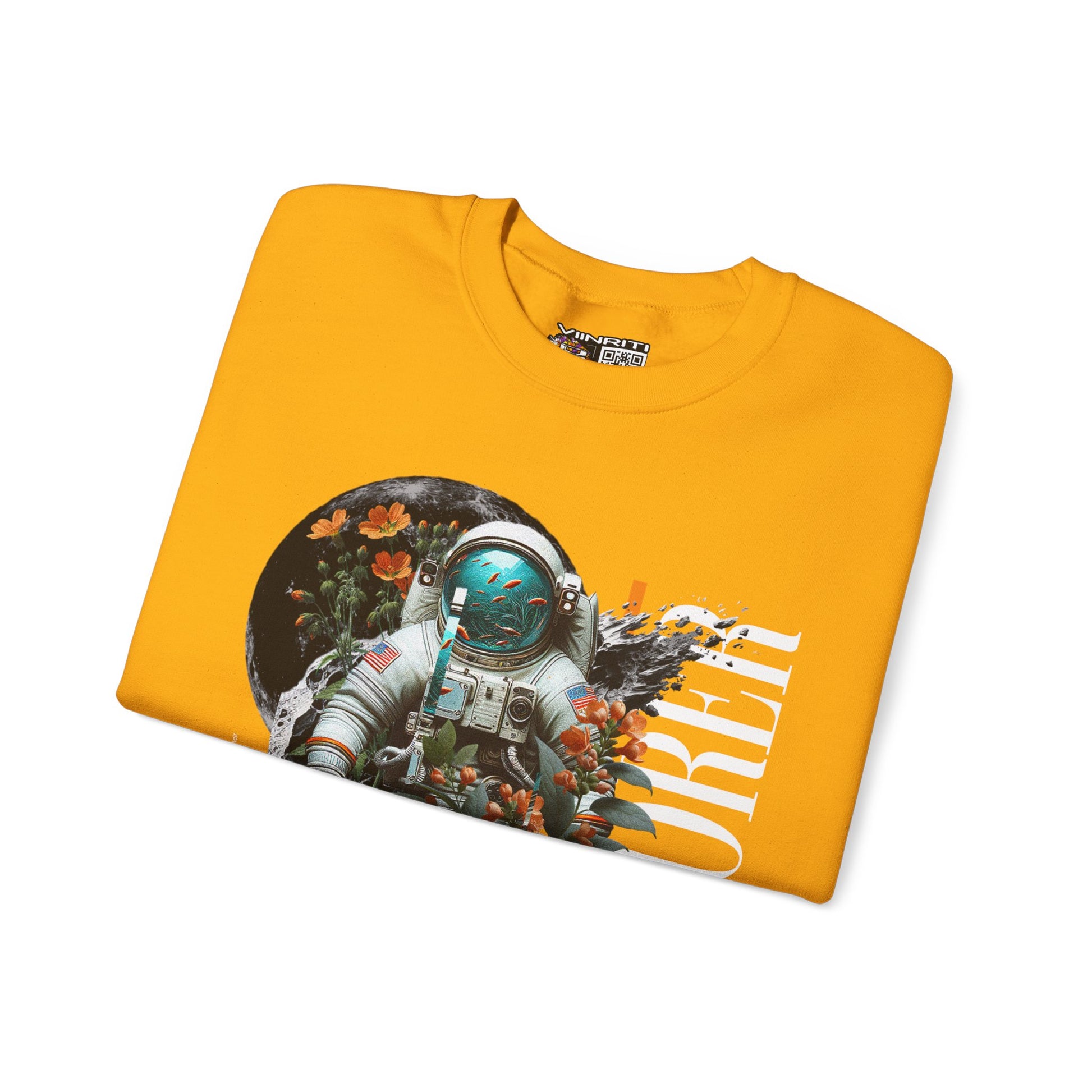 Astronaut Floral Crewneck Sweatshirt — Space Explorer Graphic Pullover