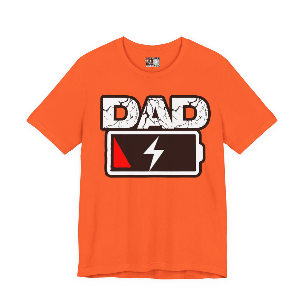Dad Low Battery T‑Shirt — Funny Father’s Day Exhausted Dad Tee