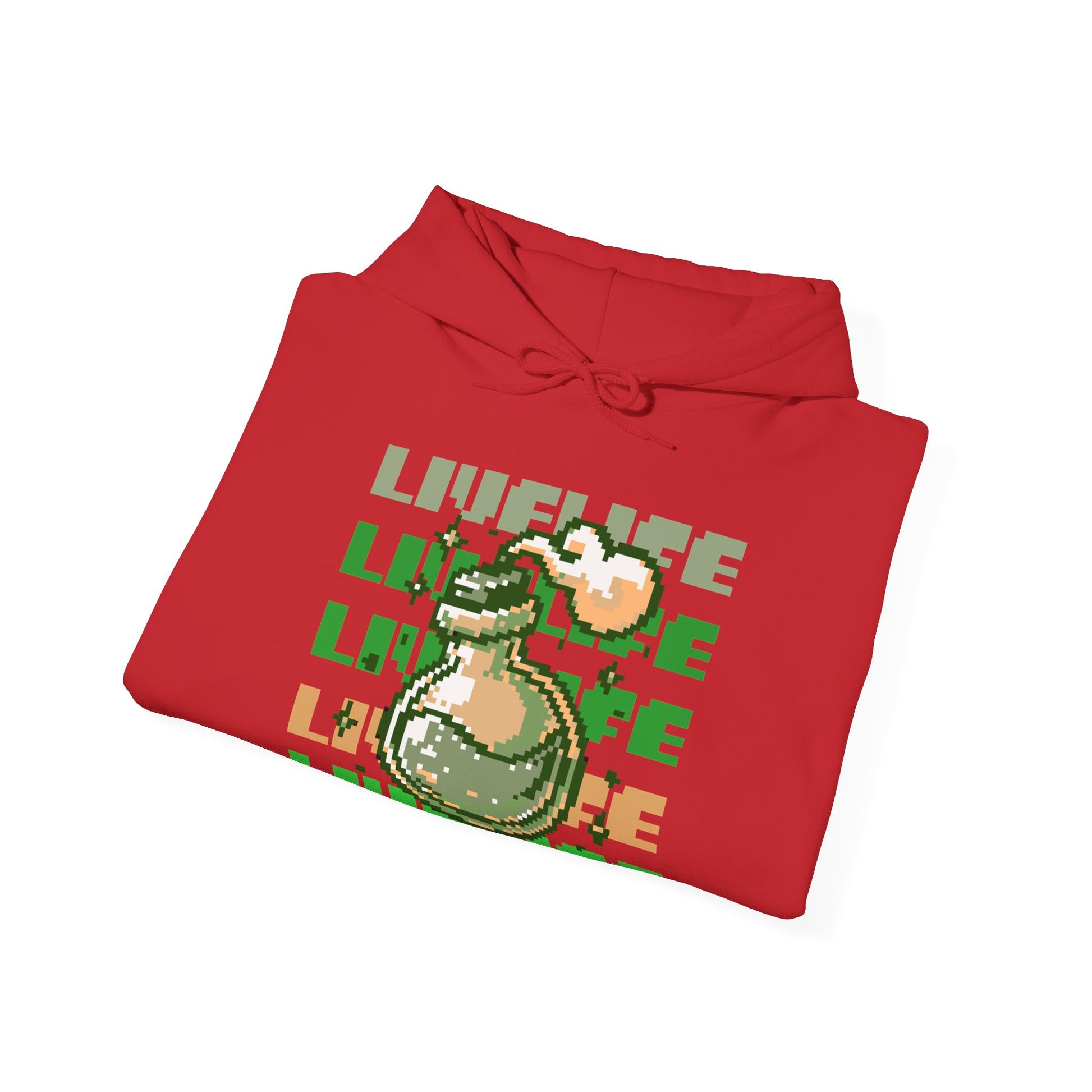 Live Life Dino Hoodie — Cute Retro Cartoon T-Rex Graphic Sweatshirt