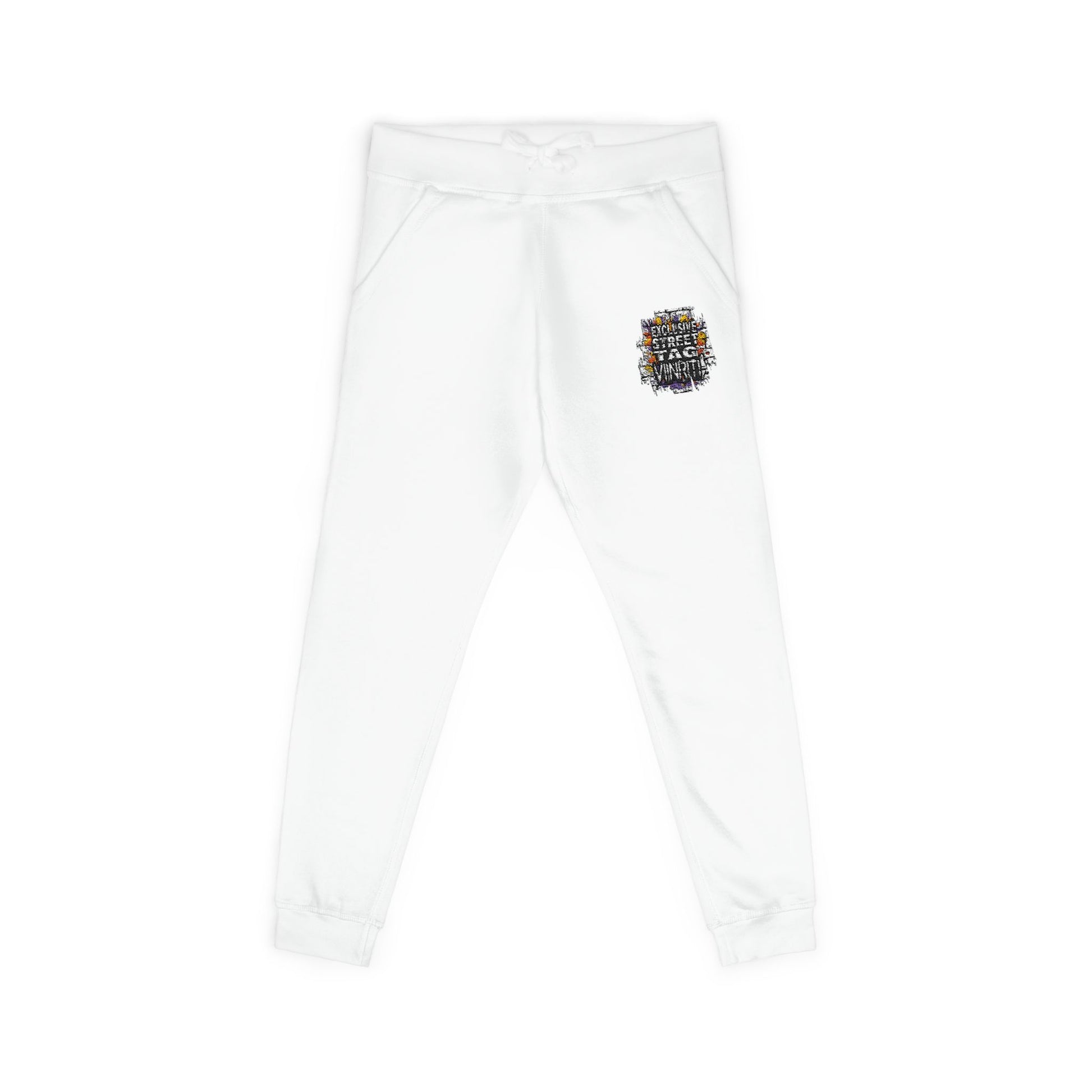 Viinriti Embroidered l Sweatpants — Cozy White Fleece Joggers
