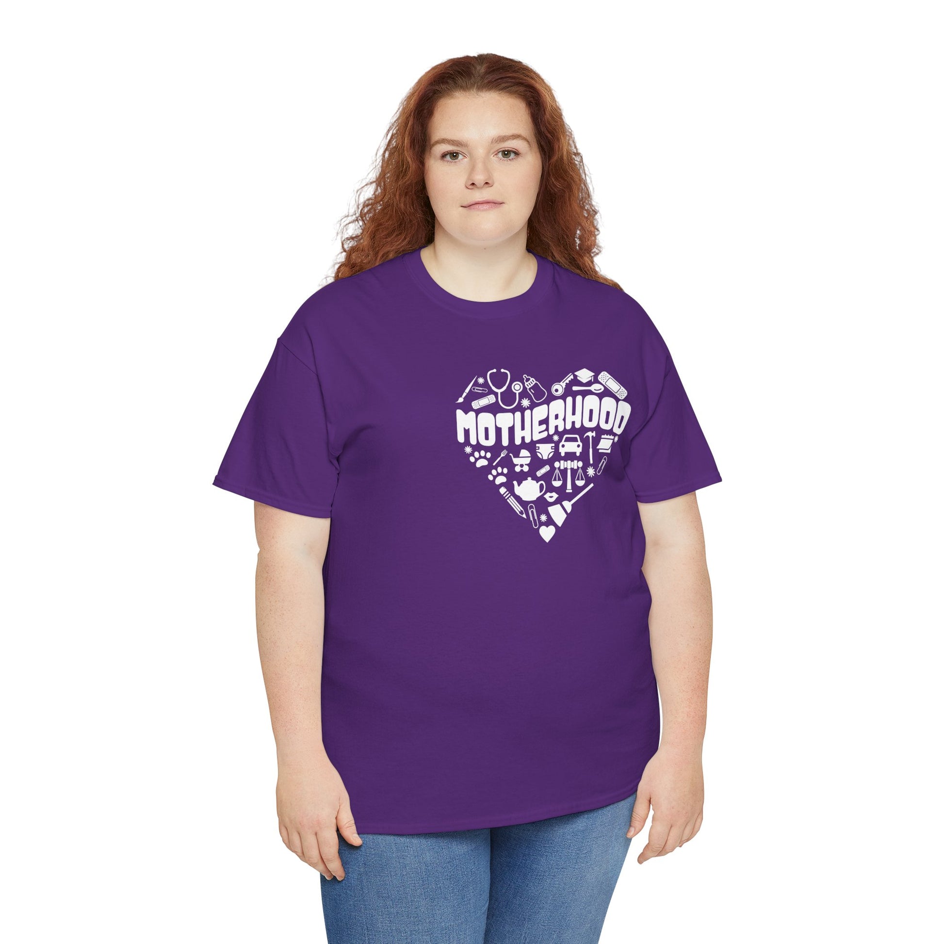 Motherhood Heart Tee — Mom Life Graphic T-Shirt