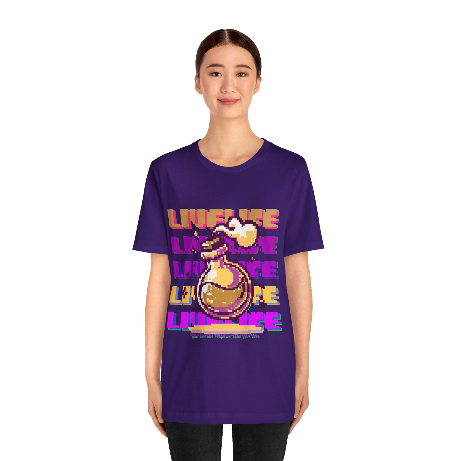 Live Life Pixel Frog Graphic Tee — Retro Gaming Nature T-Shirt