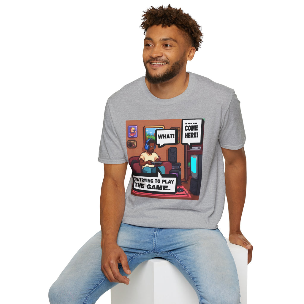 Gamer Comic Tee — "I'm Trying to Play the Game" Graphic T-Shirt