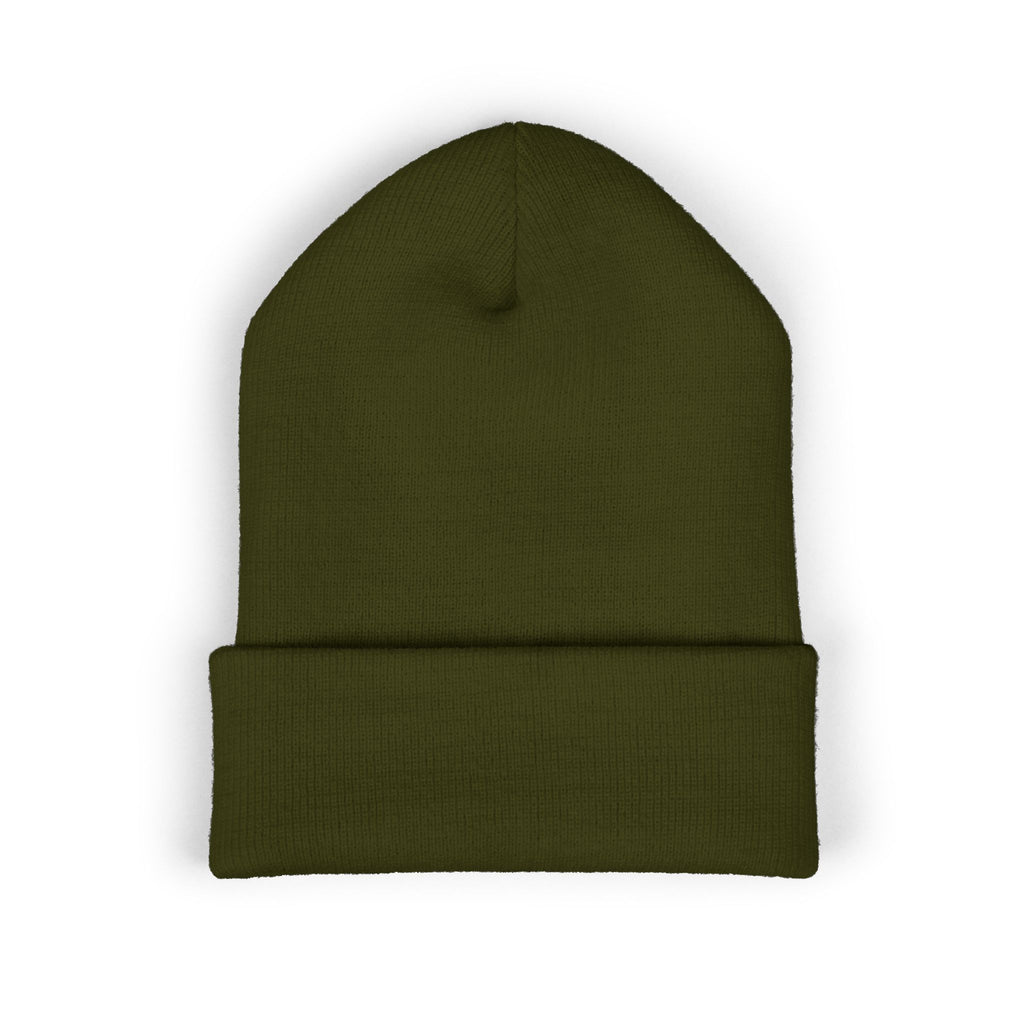 Embroidered 'Viinriti Est' Cuffed Beanie — Classic Knit Winter Hat