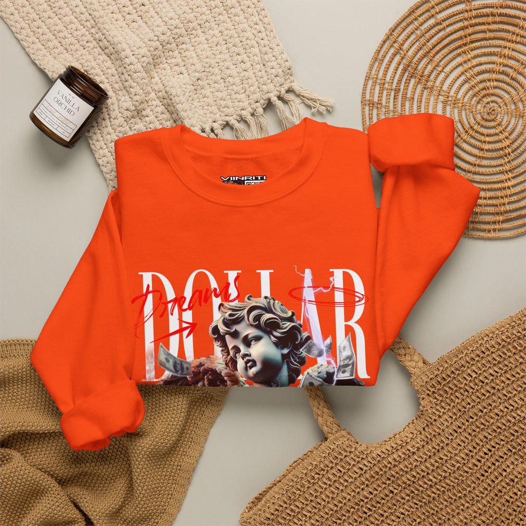 Crewneck Sweatshirt — 'Dollar' Statue Collage Graphic