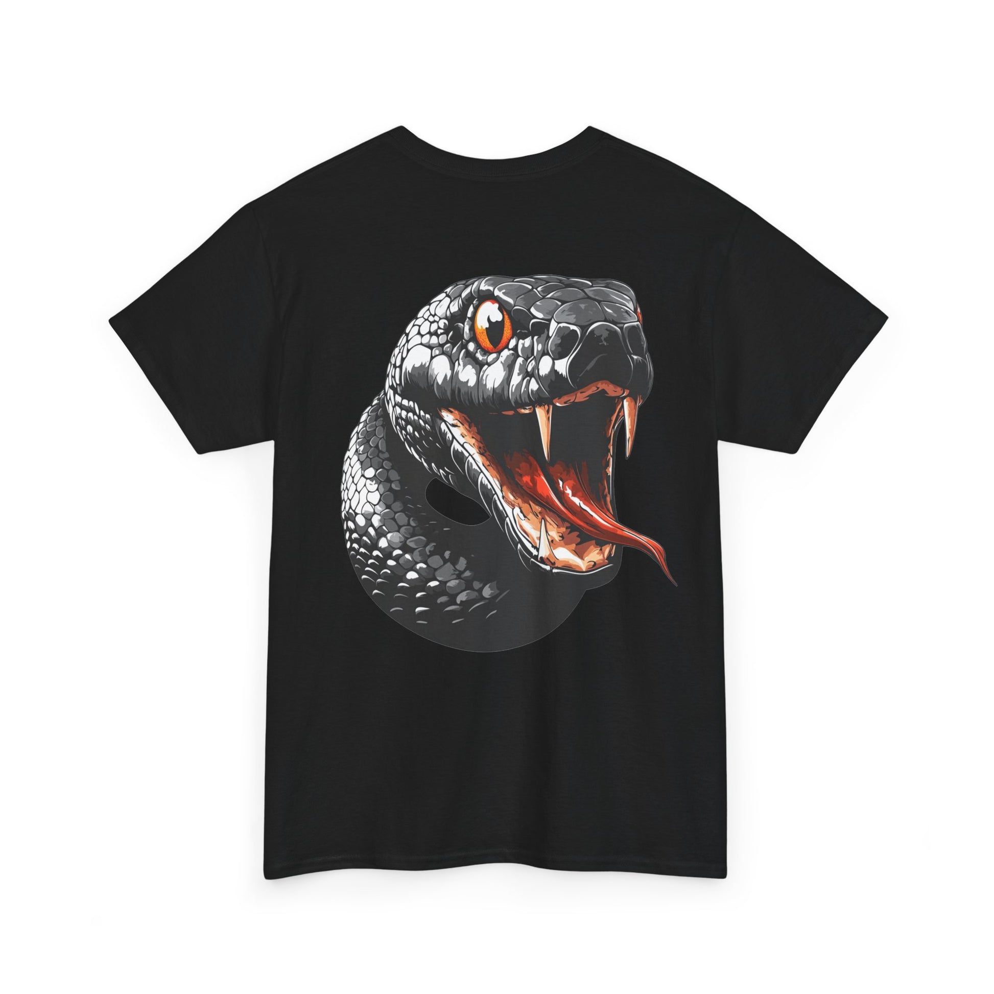 """"VIINRITI Snake Head Graphic Tee — Fierce Black Snake Illustration T-Shirt
