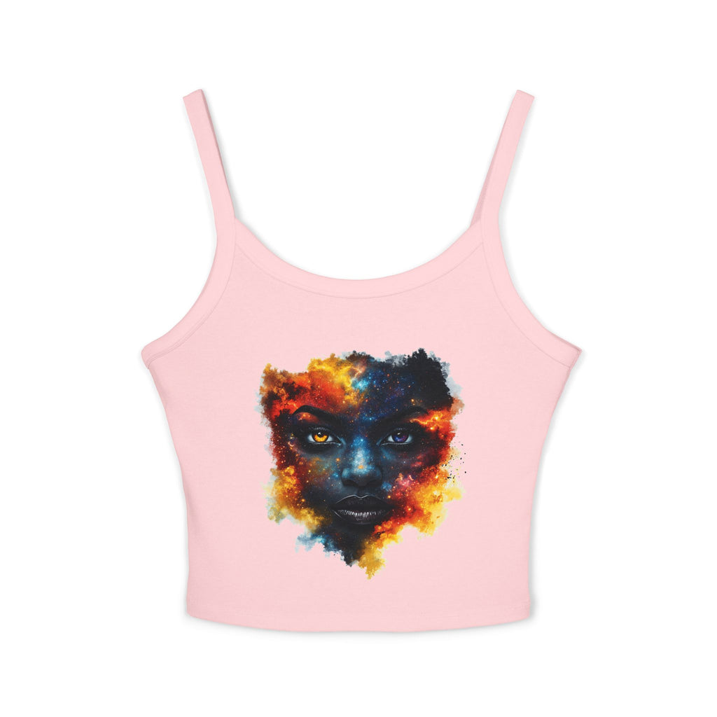 Cosmic Girl  Crop Tank Top — Abstract Galaxy Face Art