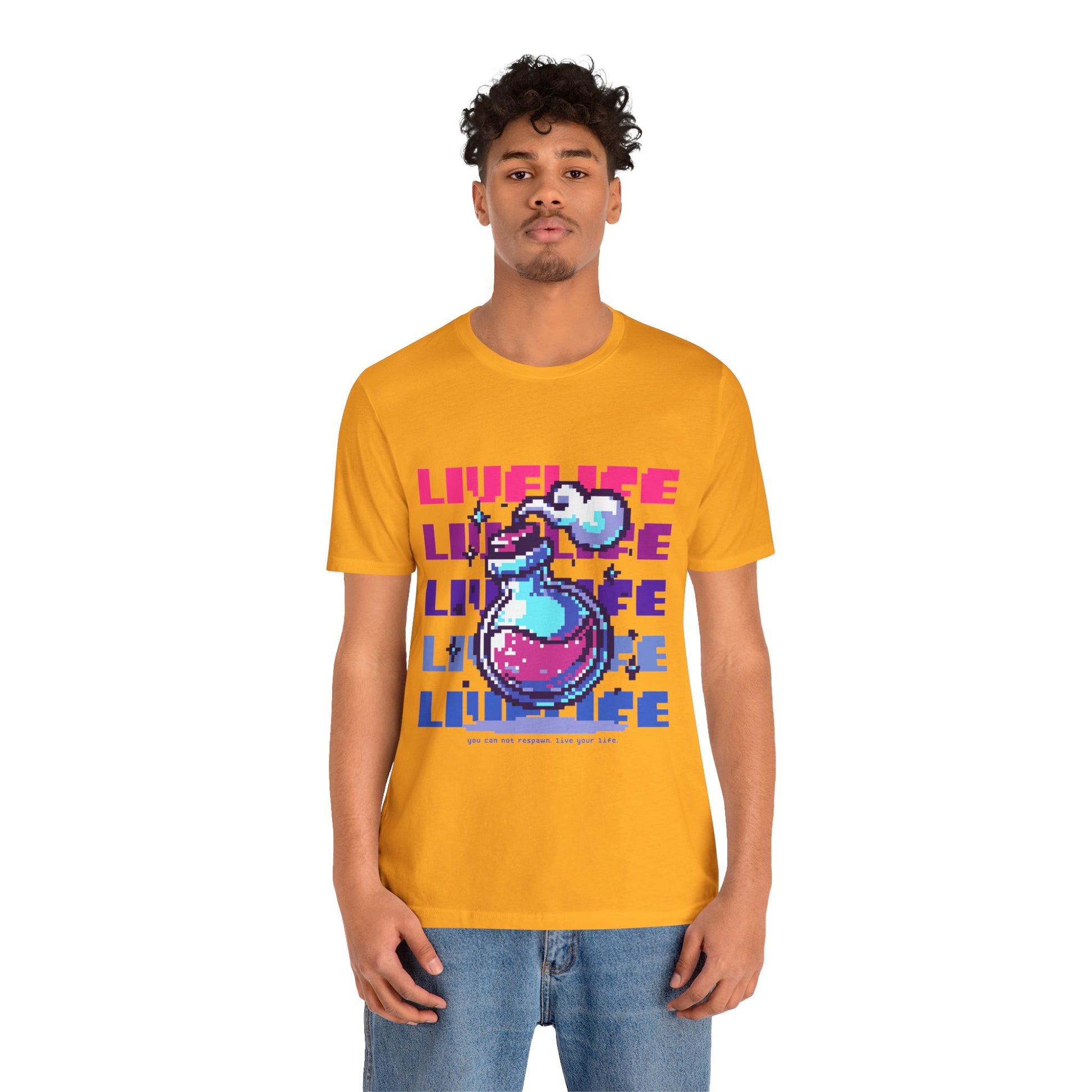 Live Life Pixel Frog Graphic Tee — Retro Gaming Nature T-Shirt