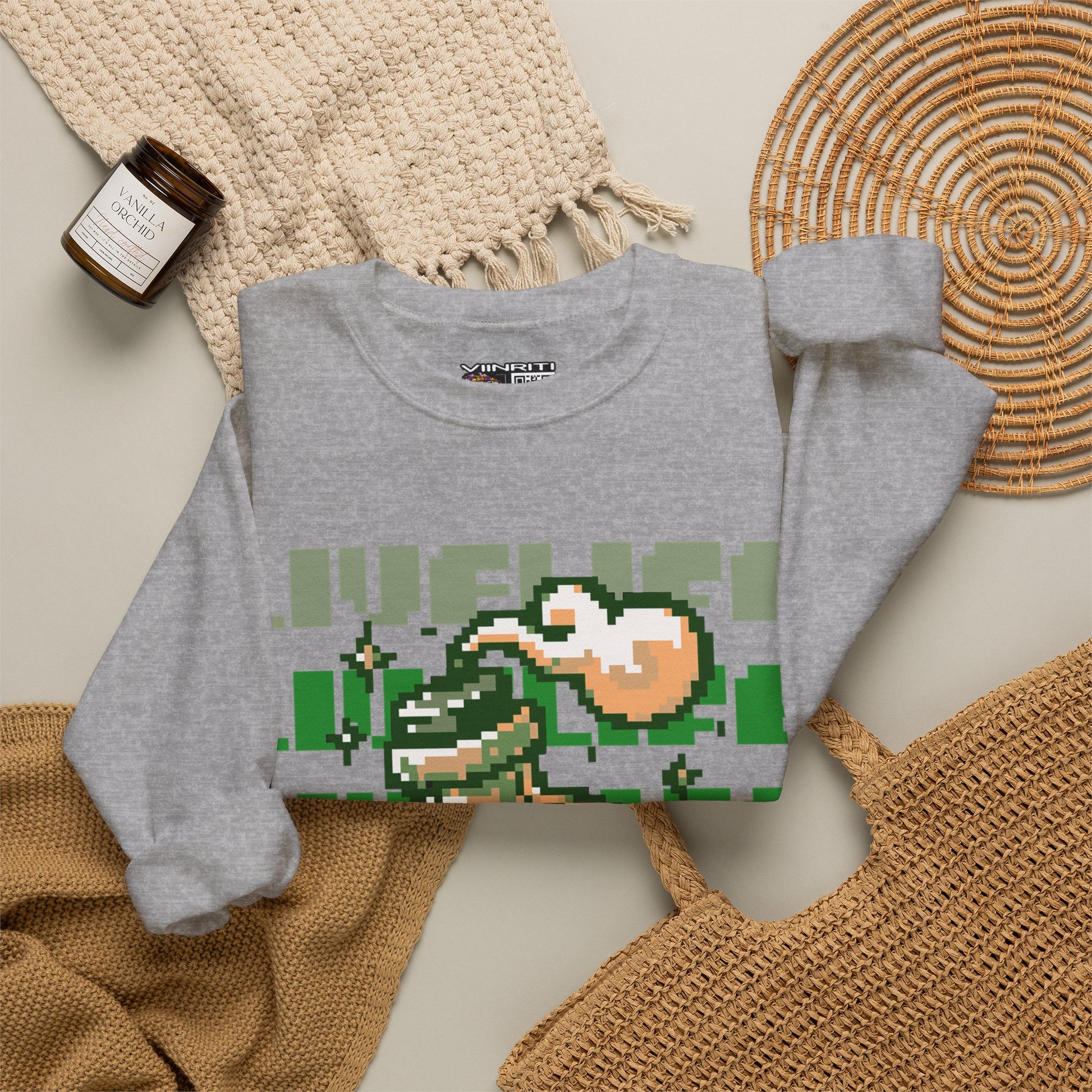 Crewneck Sweatshirt — Pixel Potion 'LIFE' Retro Gaming Graphic