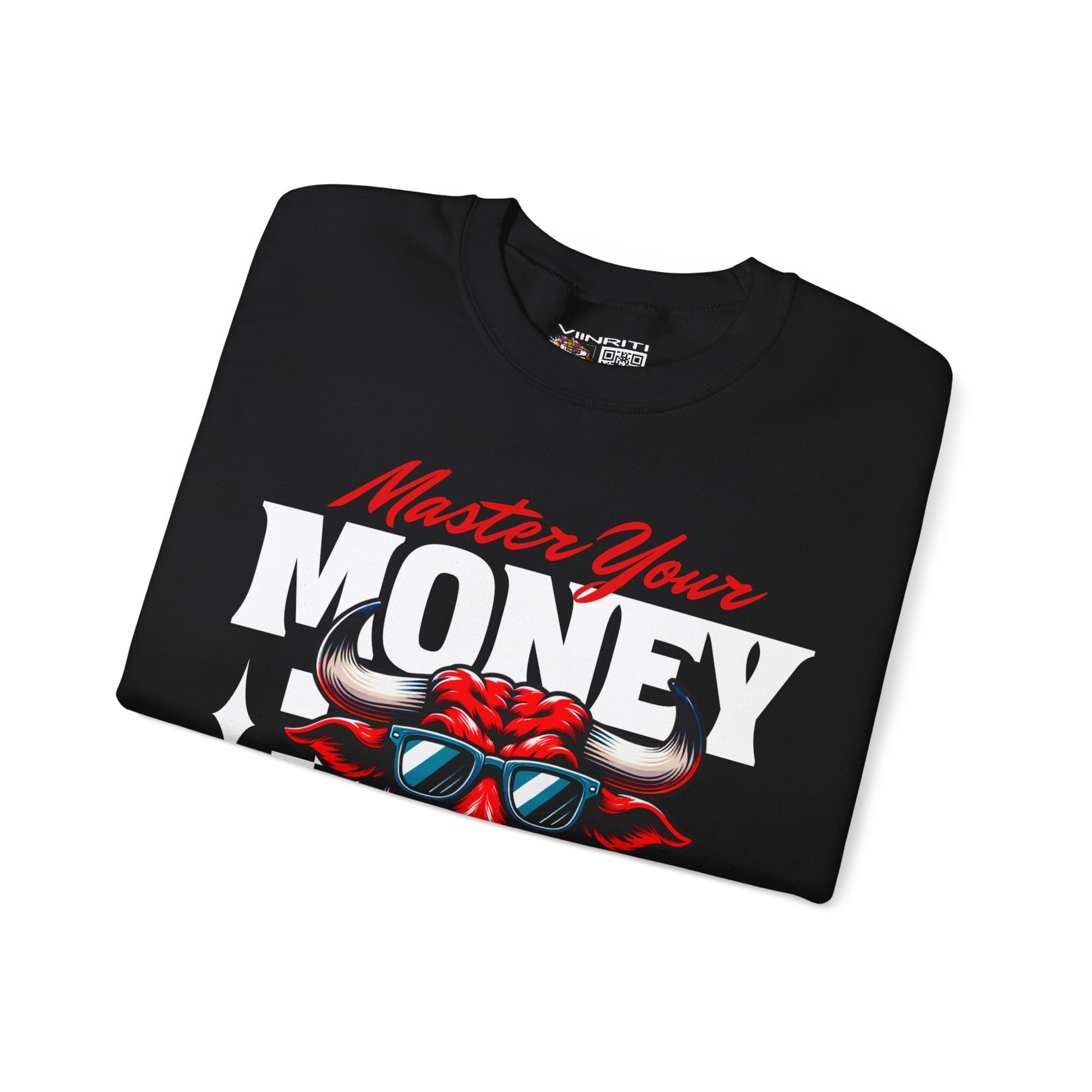 Crewneck Sweatshirt — "Master Your Money" Bull Design, Finance Hustle Graphic