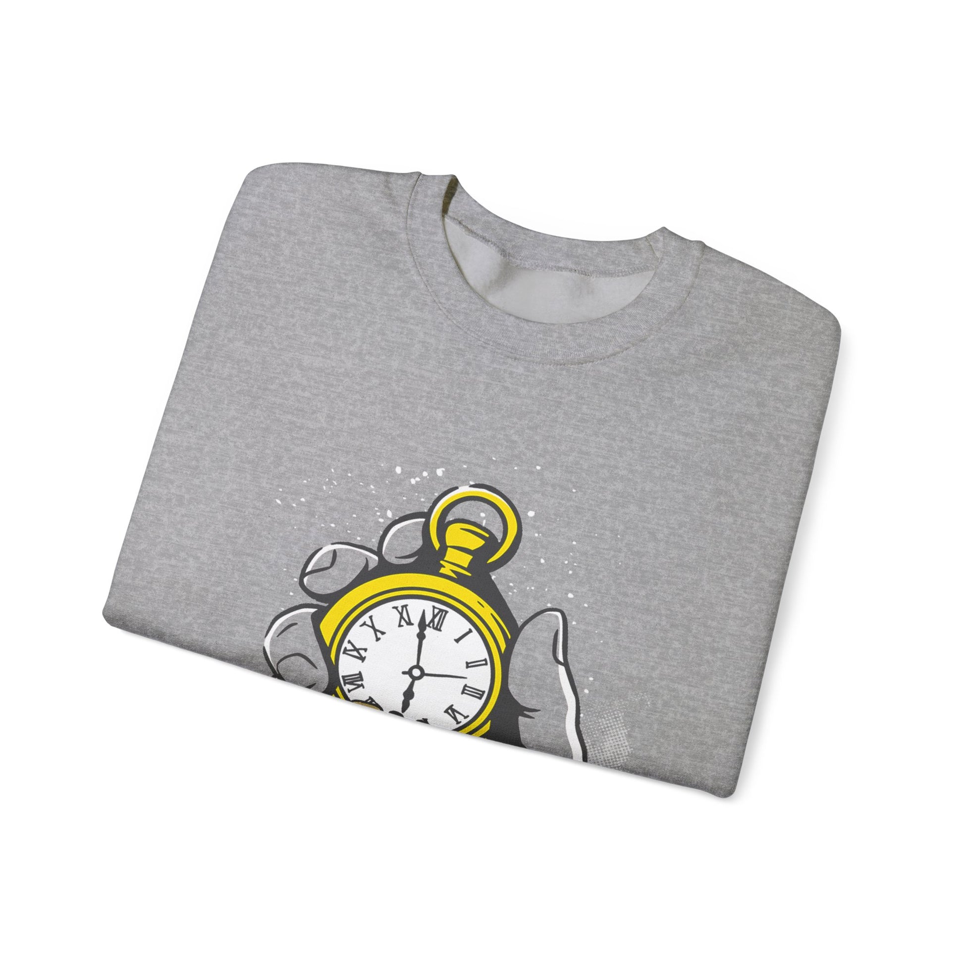"Time Is Money" Graphic Pocket Watch & Coins Crewneck Sweatshirt -