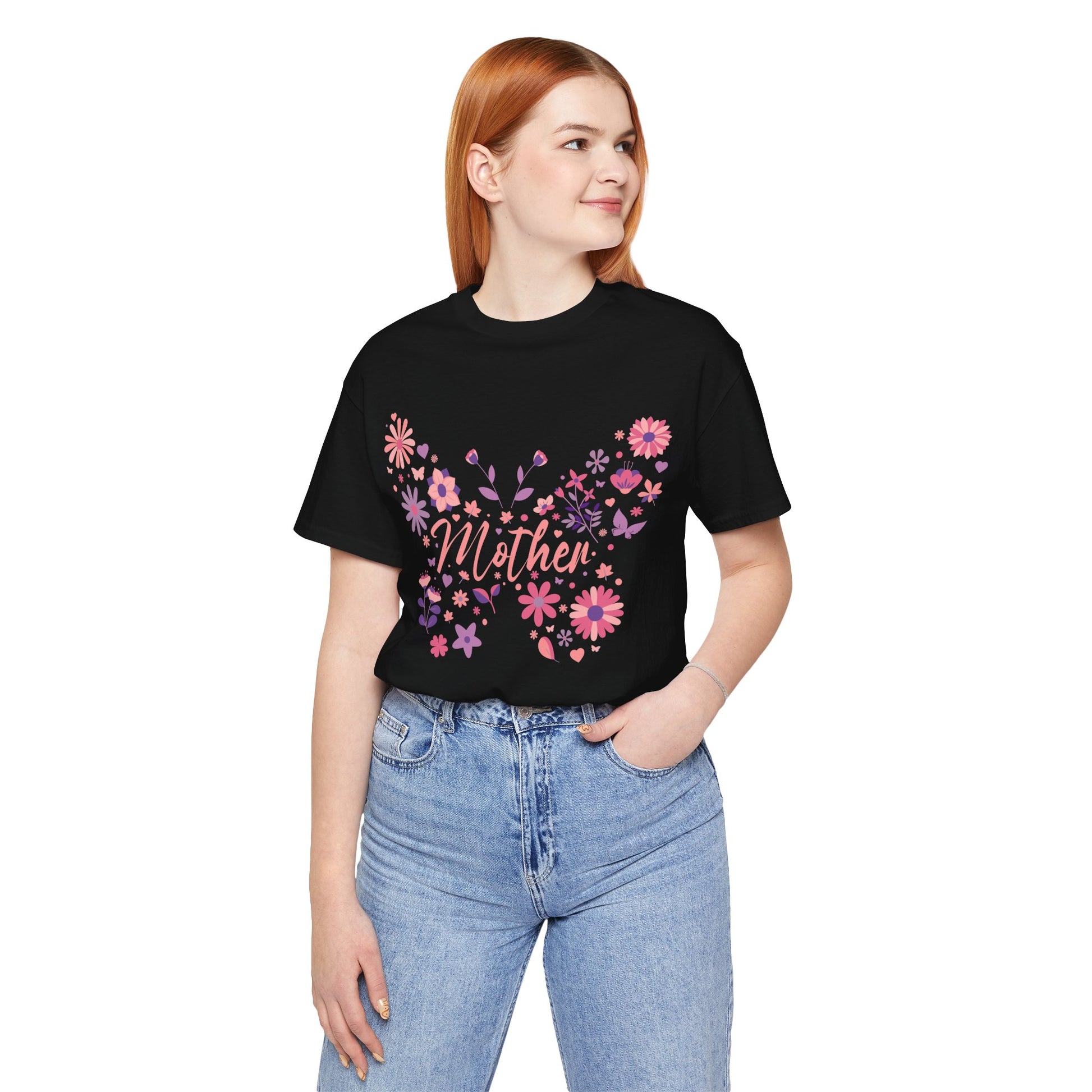Butterfly Mother T-Shirt,Tee for Mom, Floral Gift, Birthday Present, Mother's Day Apparel, Cute Butterfly Design