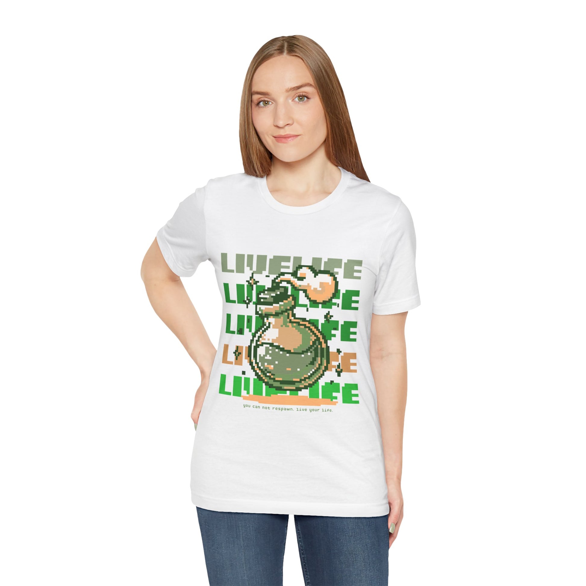 Live Life Pixel Frog Graphic Tee — Retro Gaming Nature T-Shirt