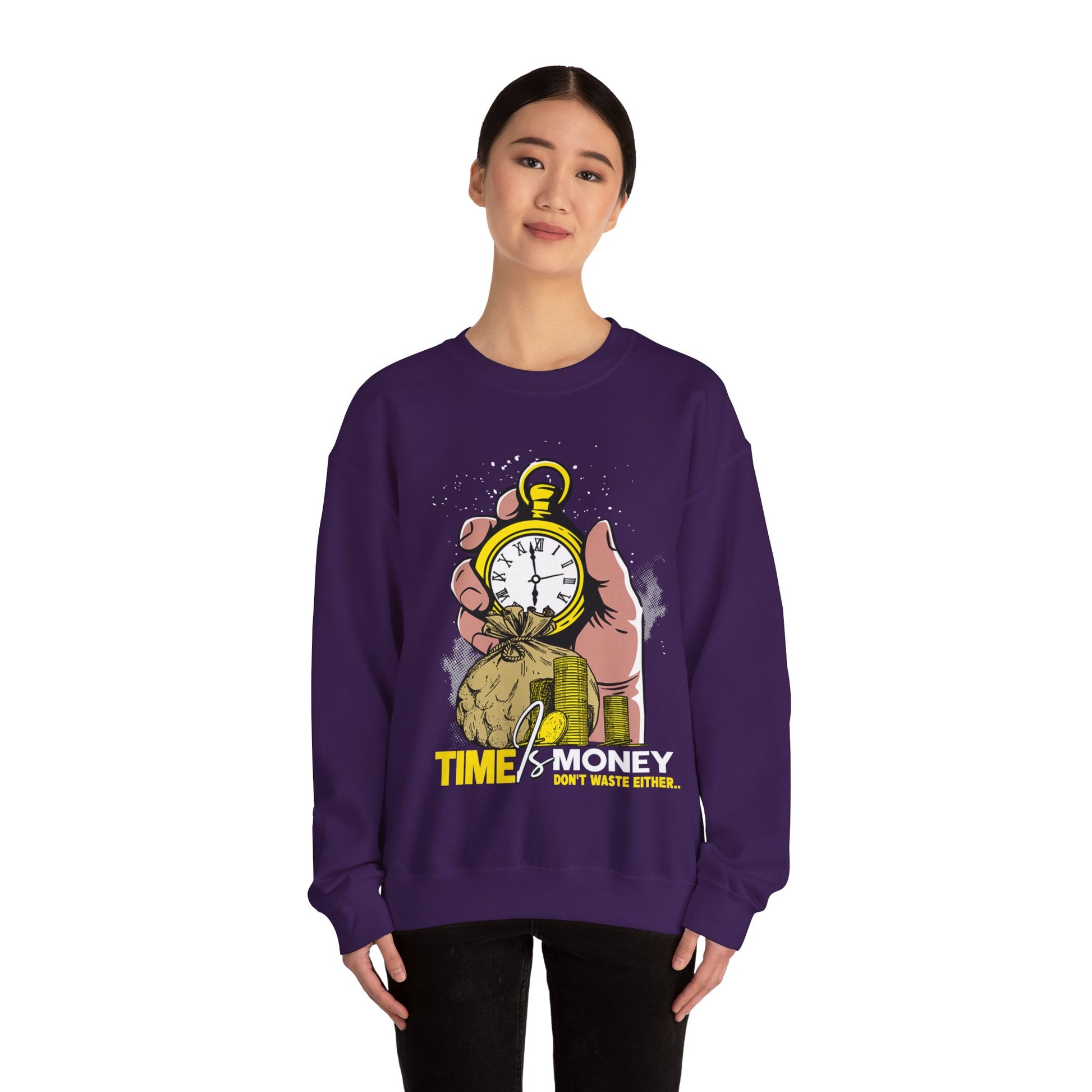 Time Is Money Crewneck Sweatshirt — Vintage Pocket Watch Graphic