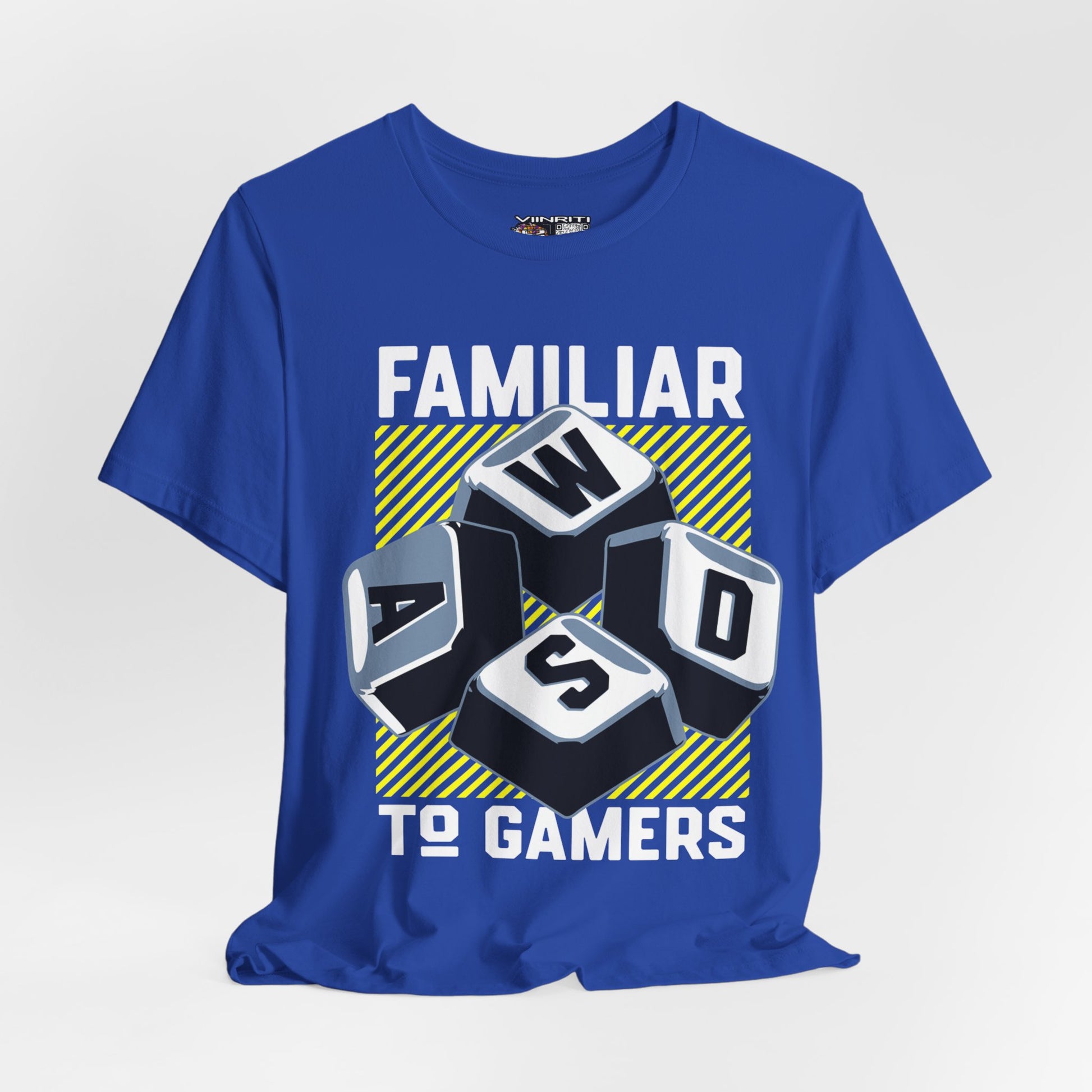 ""Gamer WASD Keys T‑Shirt — "Familiar to Gamers" Retro Keycap Tee