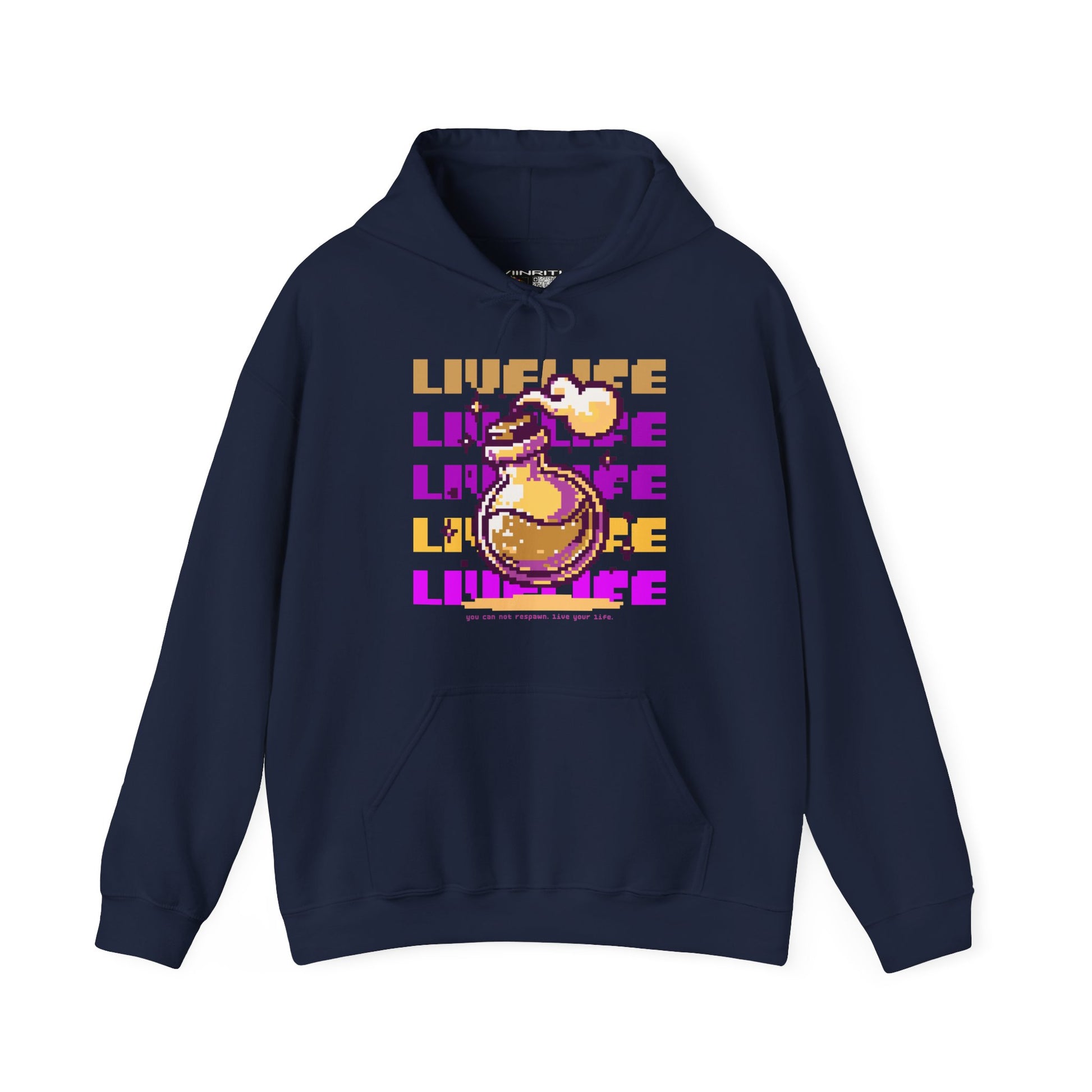 Live Life Dino Hoodie — Cute Retro Cartoon T-Rex Graphic Sweatshirt