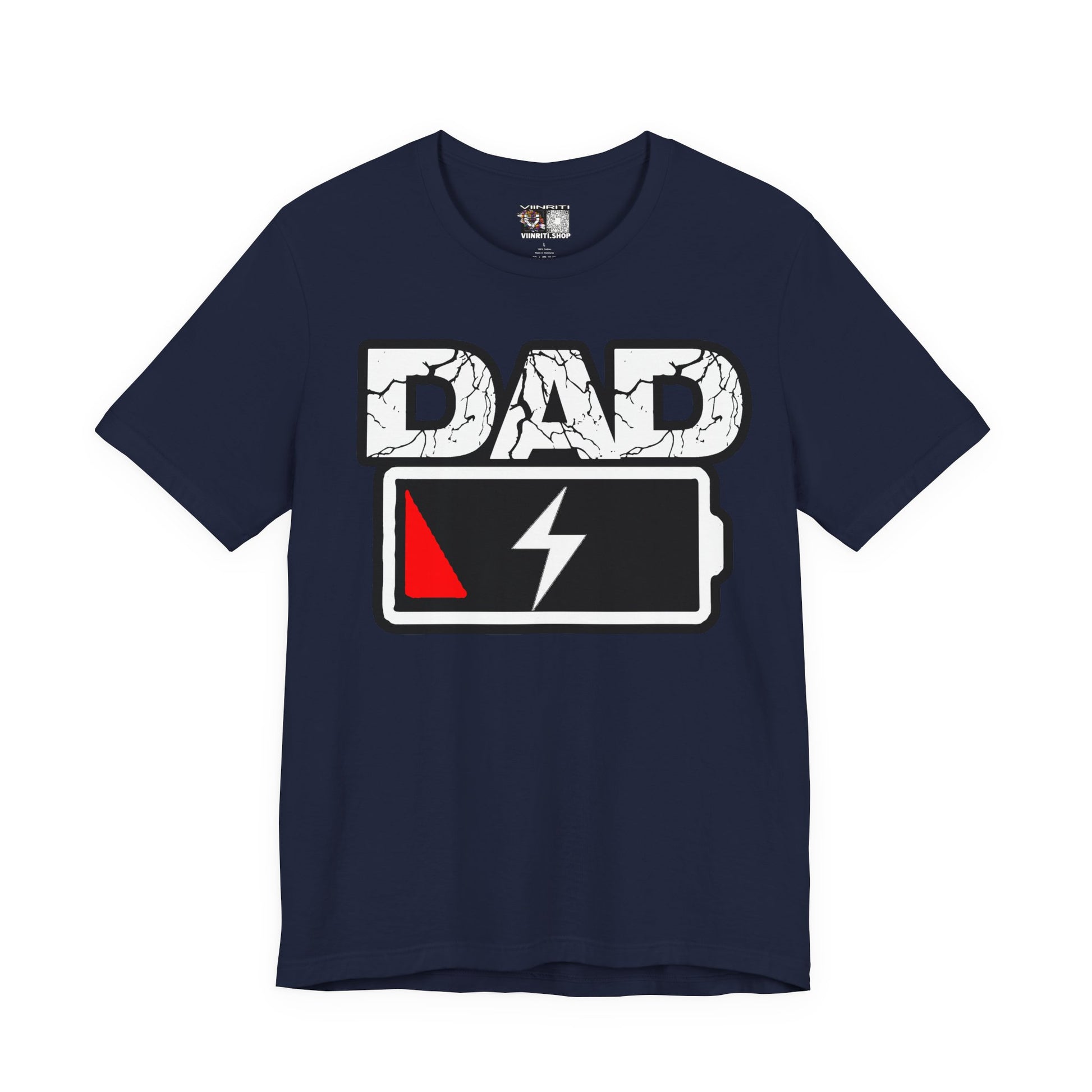 Dad Low Battery T‑Shirt — Funny Father’s Day Exhausted Dad Tee