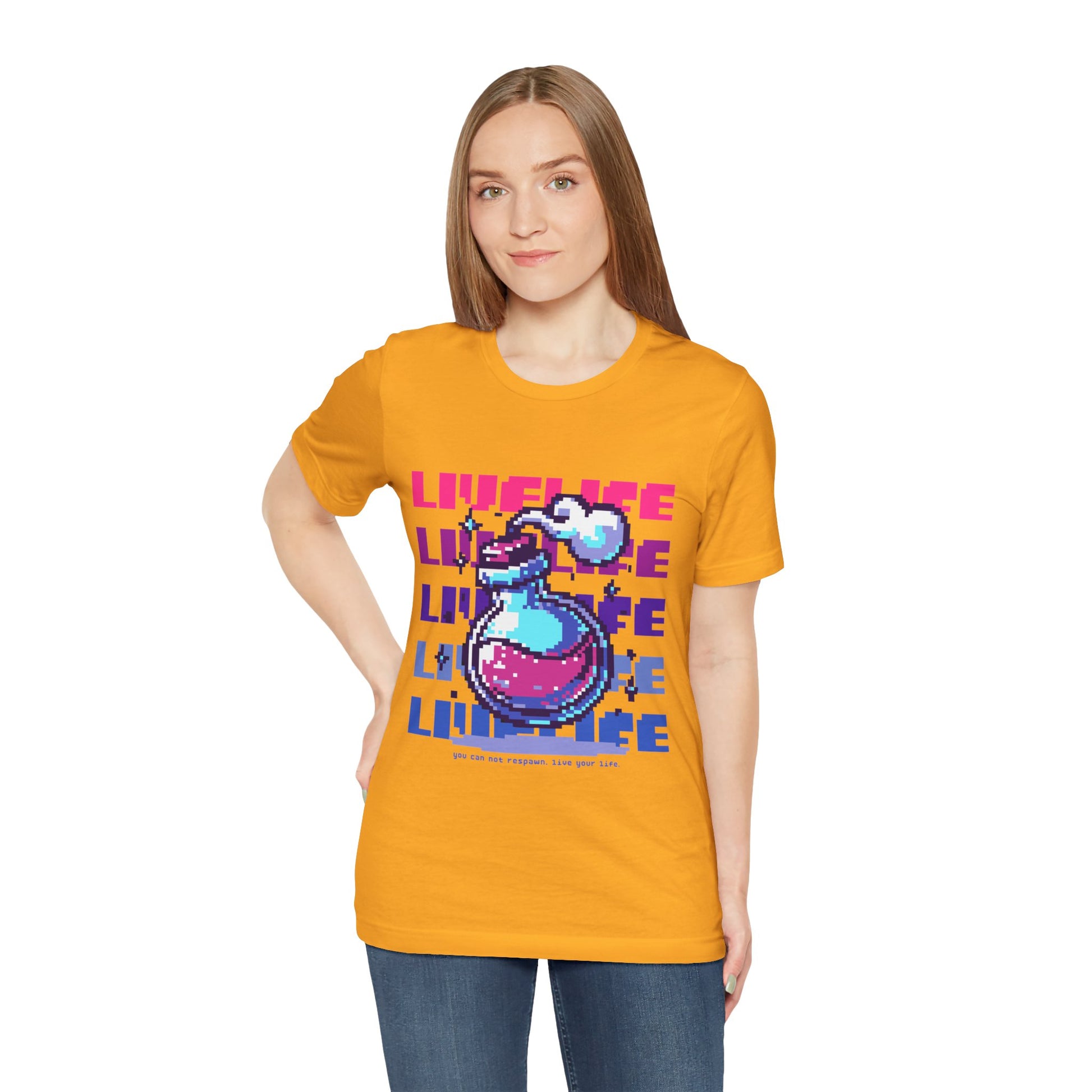 Live Life Pixel Frog Graphic Tee — Retro Gaming Nature T-Shirt