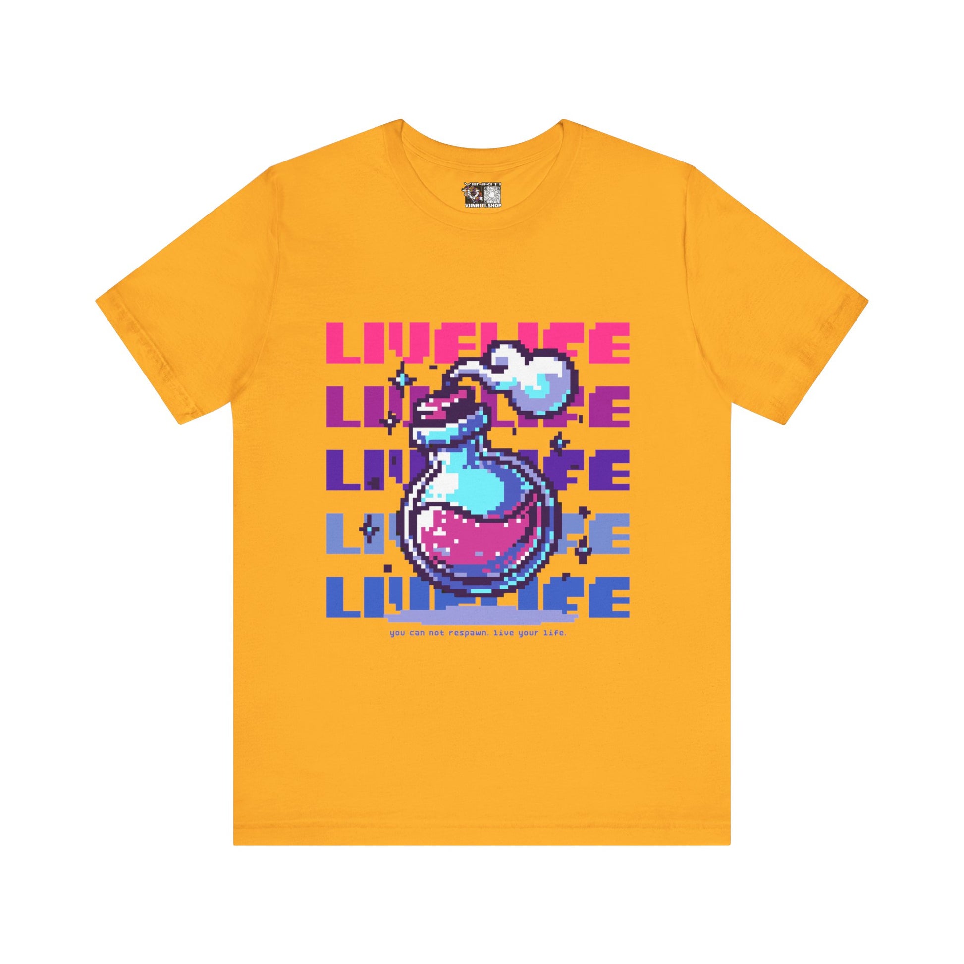 Live Life Pixel Frog Graphic Tee — Retro Gaming Nature T-Shirt