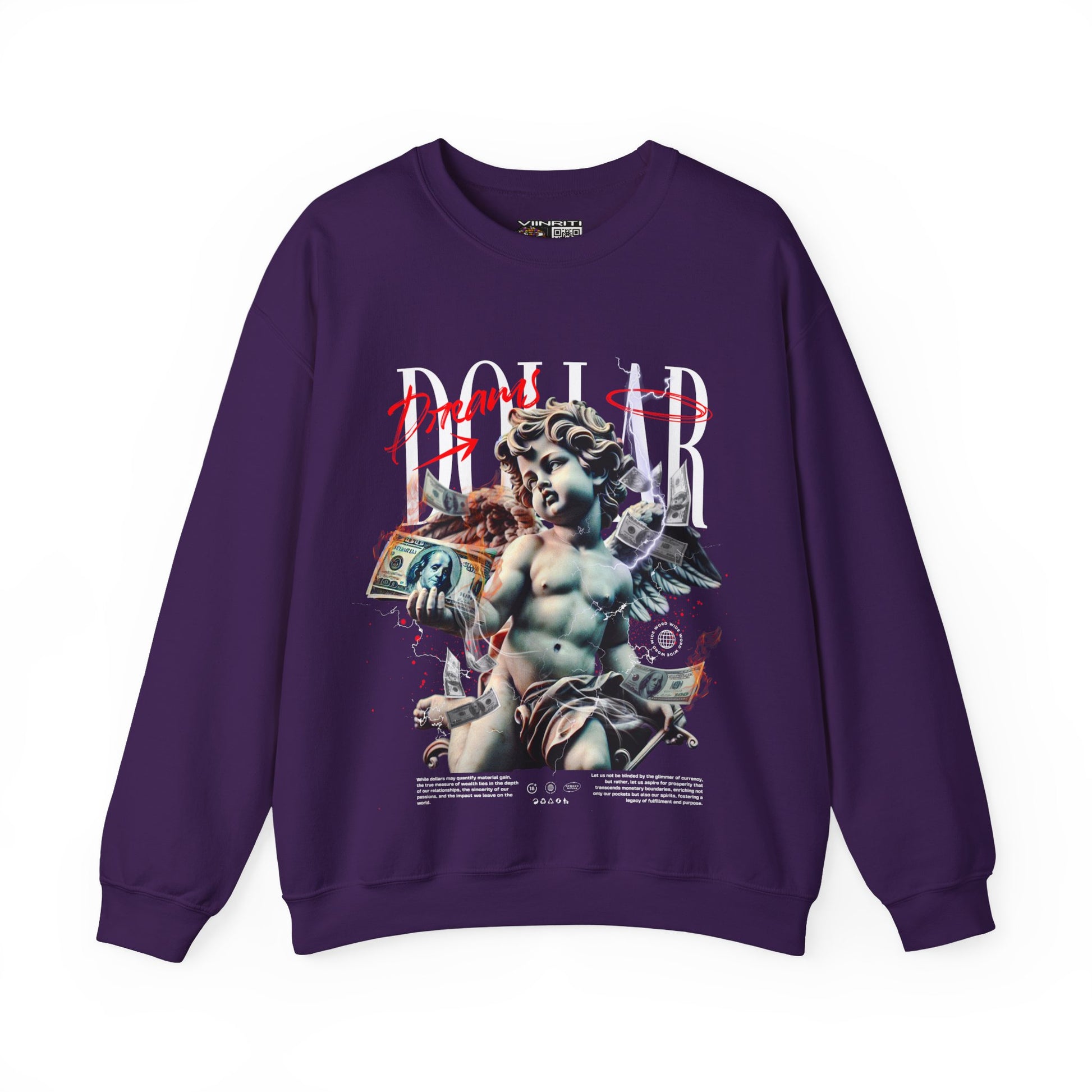 Crewneck Sweatshirt — 'Dollar' Statue Collage Graphic