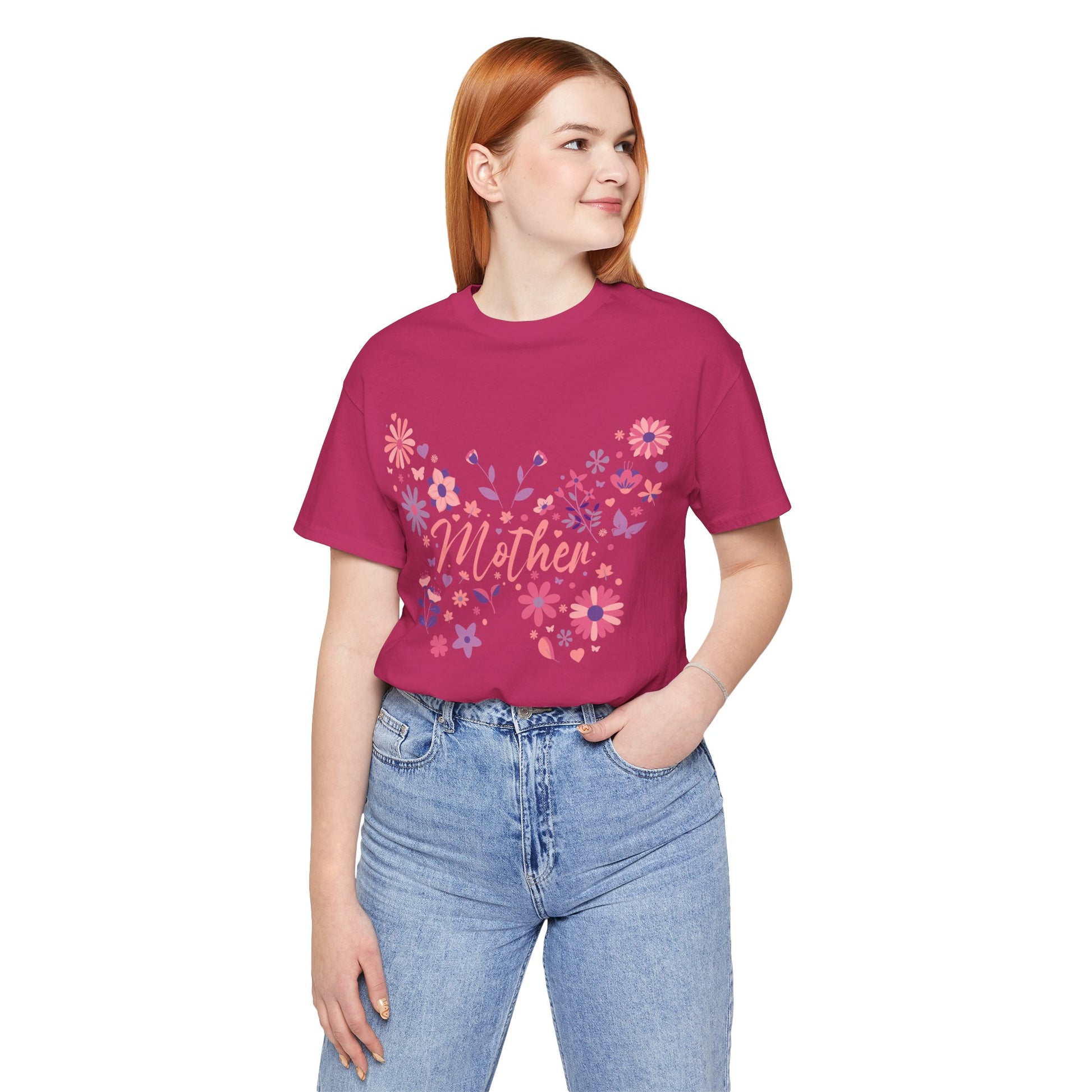 Butterfly Mother T-Shirt,Tee for Mom, Floral Gift, Birthday Present, Mother's Day Apparel, Cute Butterfly Design