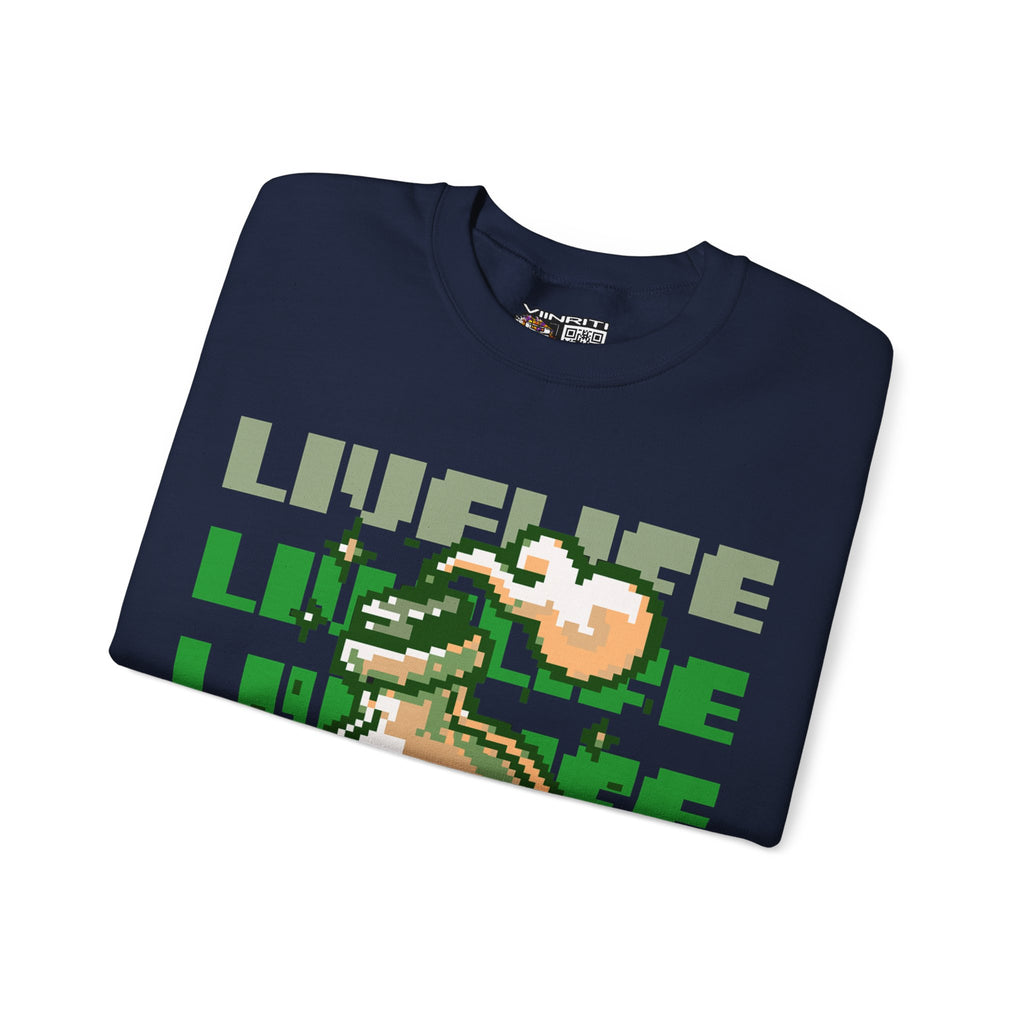 Crewneck Sweatshirt — Pixel Potion 'LIFE' Retro Gaming Graphic