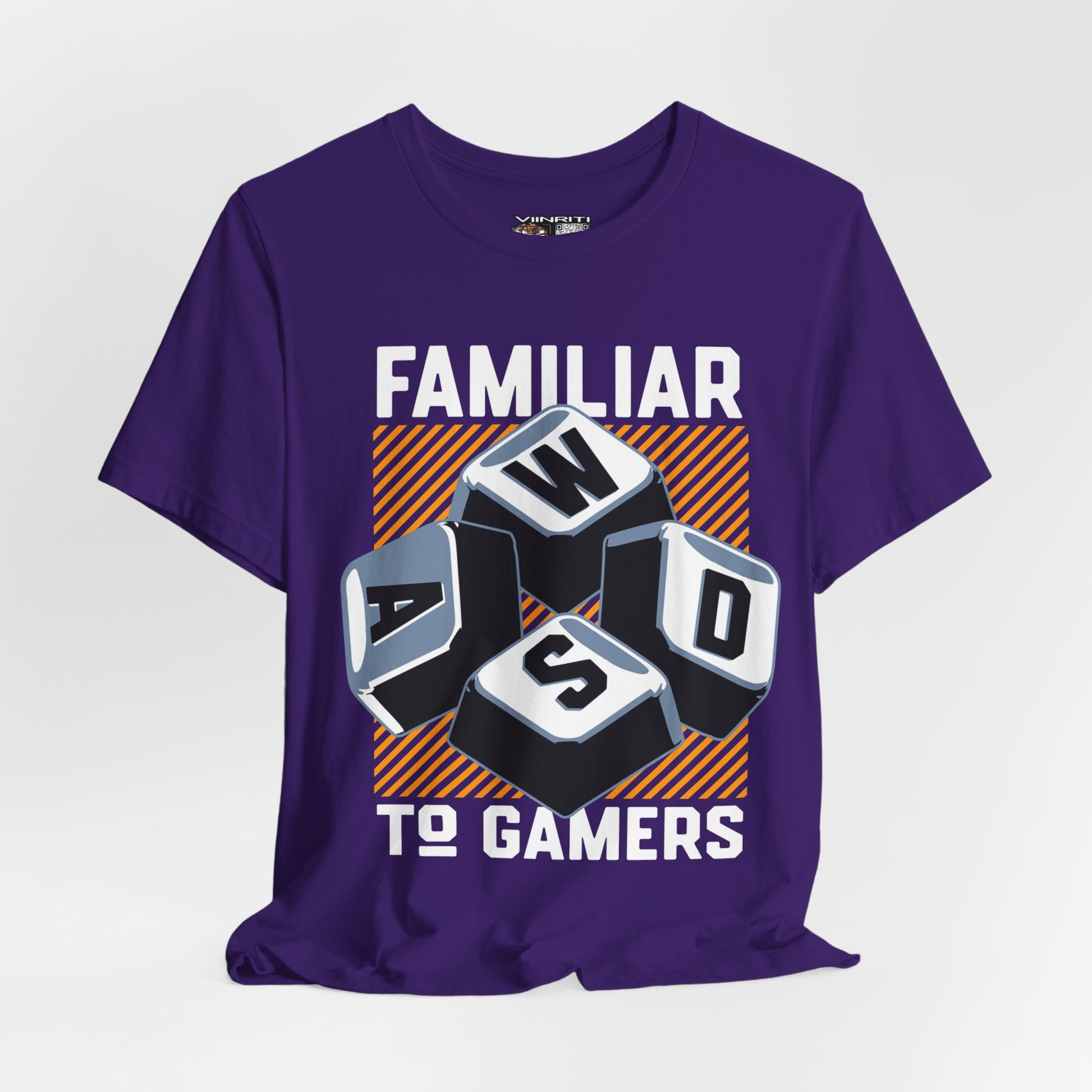 ""Gamer WASD Keys T‑Shirt — "Familiar to Gamers" Retro Keycap Tee
