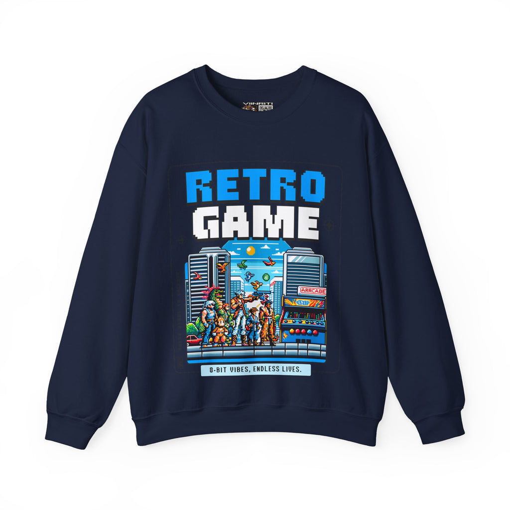 Retro Game Sweatshirt — Vintage 8-Bit Arcade Graphic Crewneck