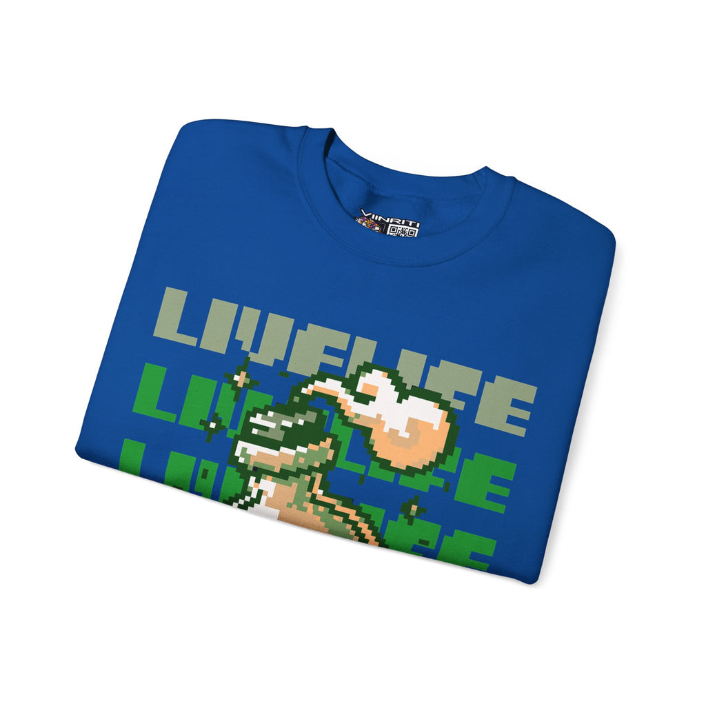 Crewneck Sweatshirt — Pixel Potion 'LIFE' Retro Gaming Graphic