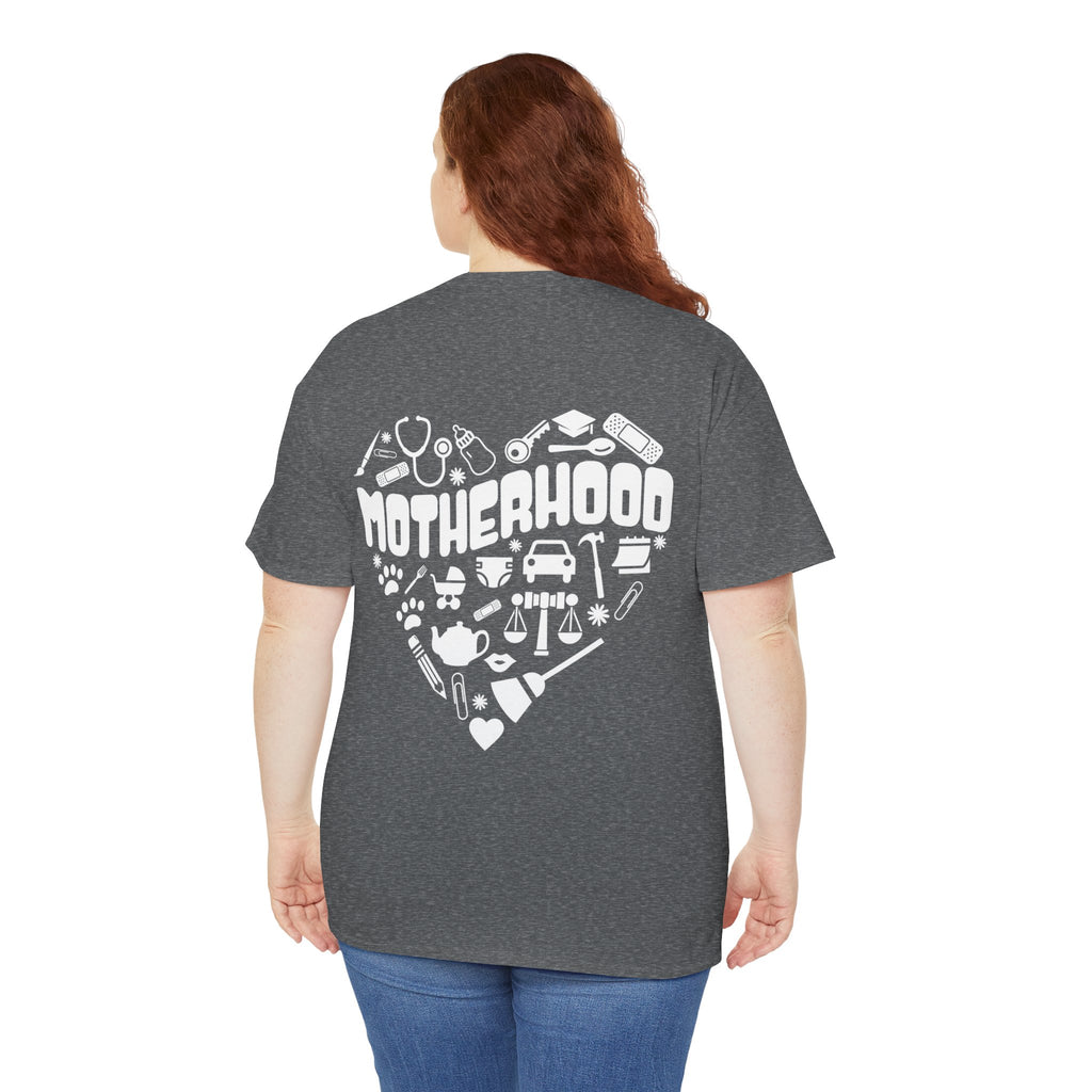 Motherhood Heart Tee — Mom Life Graphic T-Shirt
