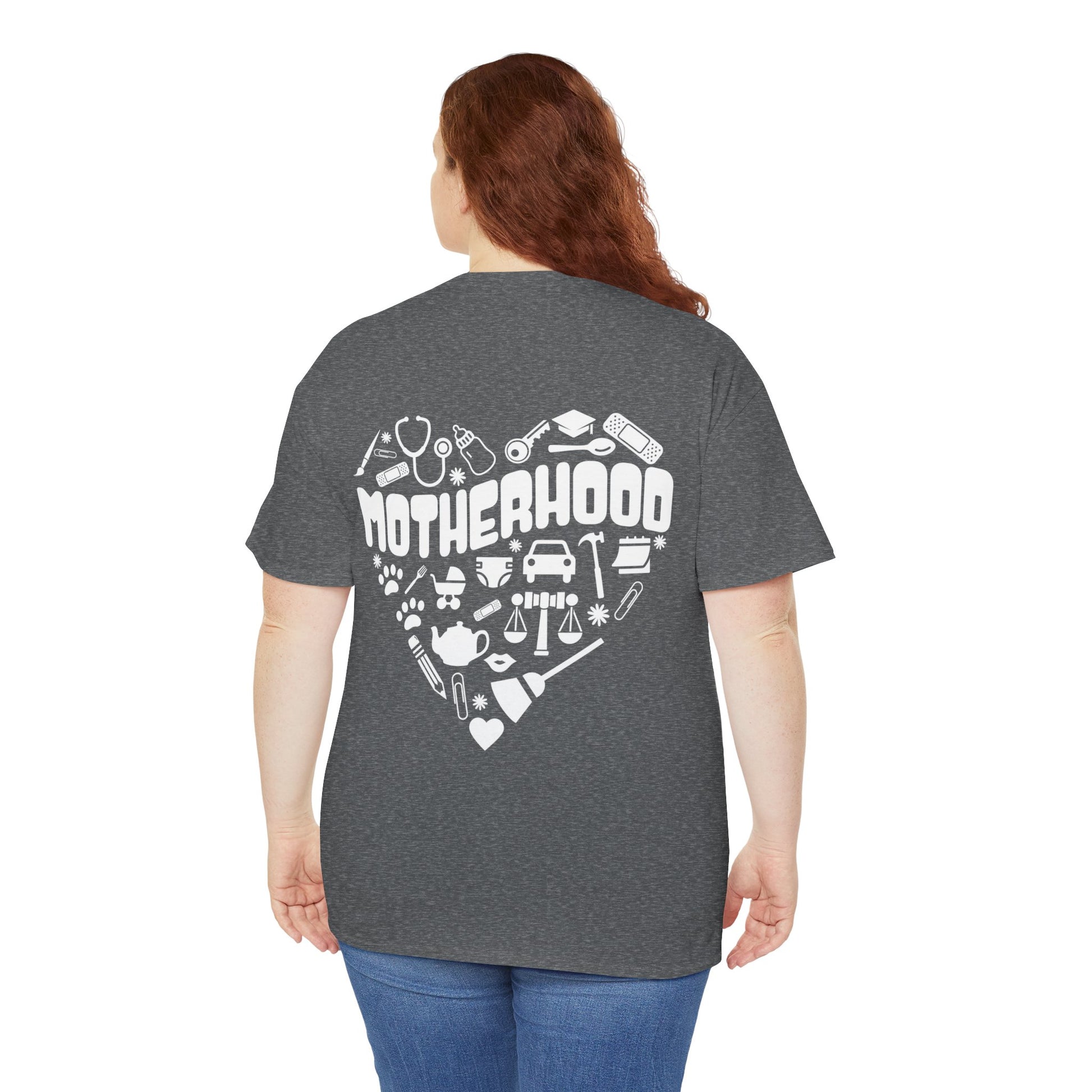 Motherhood Heart Tee — Mom Life Graphic T-Shirt