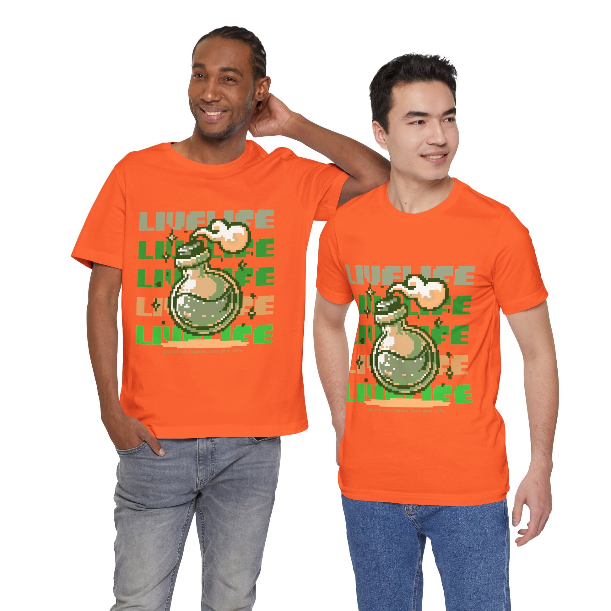 Live Life Pixel Frog Graphic Tee — Retro Gaming Nature T-Shirt
